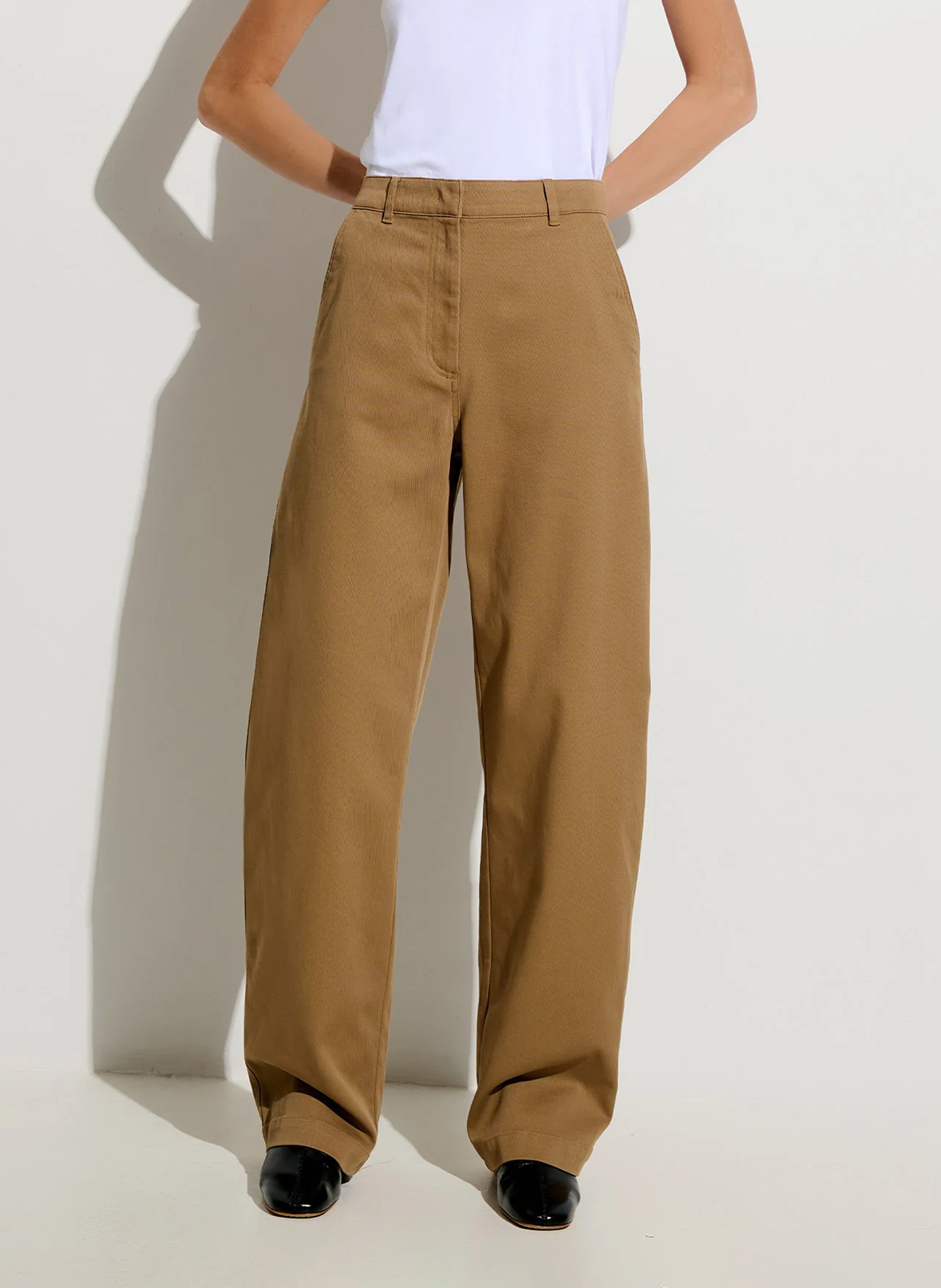 Wide-leg cotton-blend pants SESSUN Beige