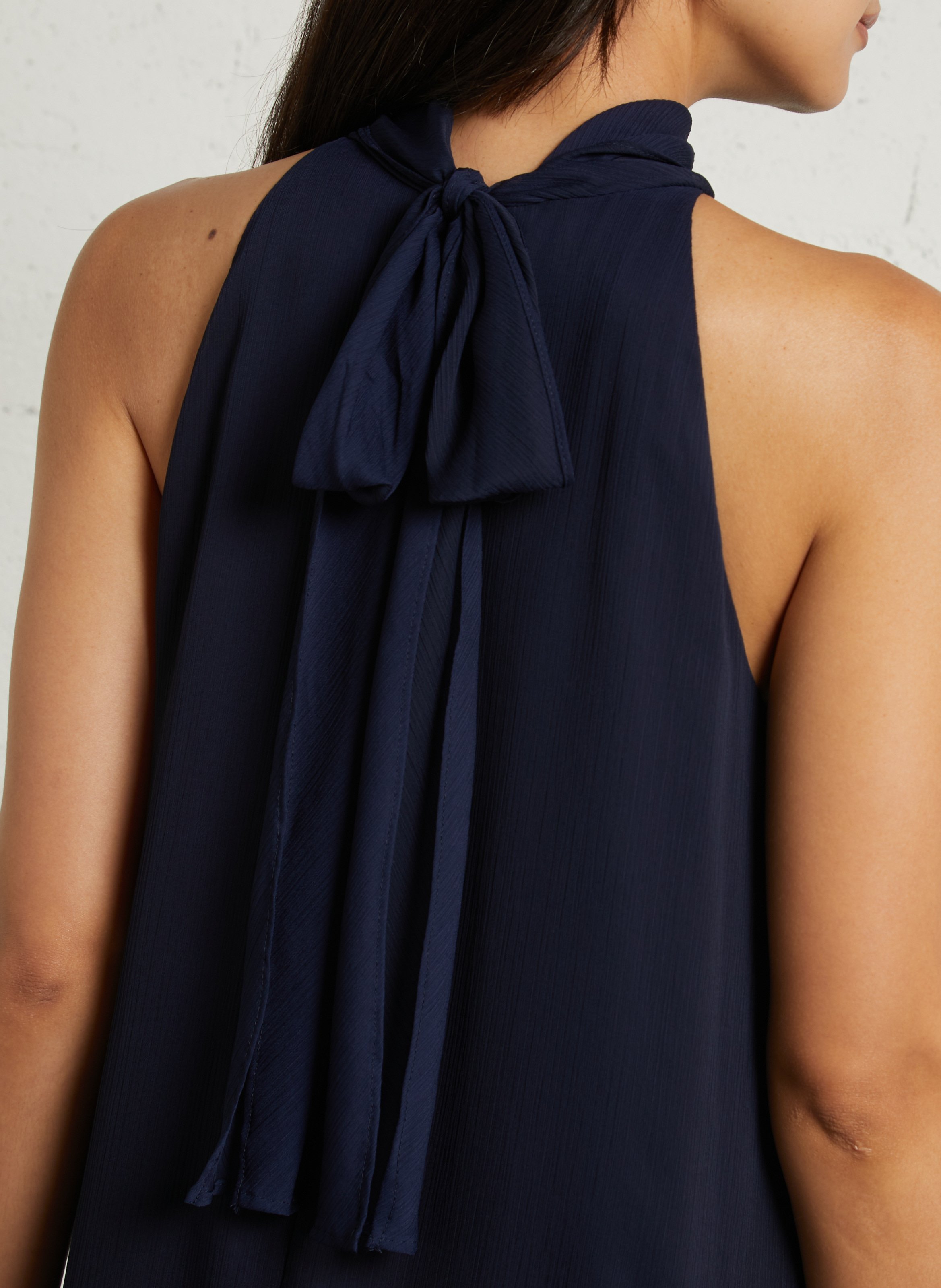 Robe midi droite col V unie SUD EXPRESS Bleu