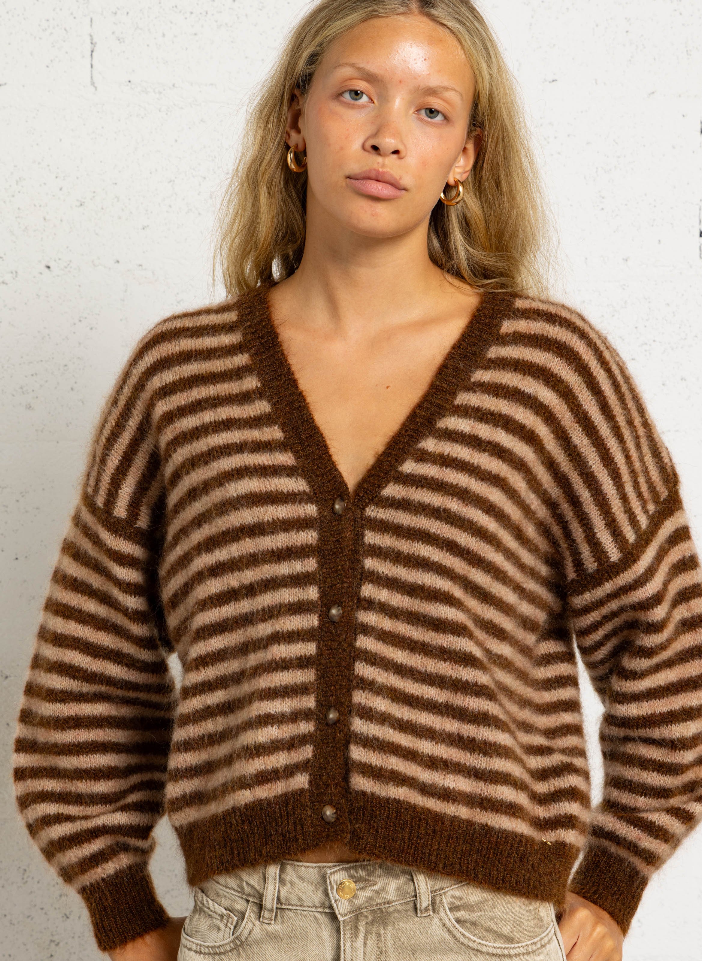 V-neck wool-blend cardigan DES PETITS HAUTS Multicolored