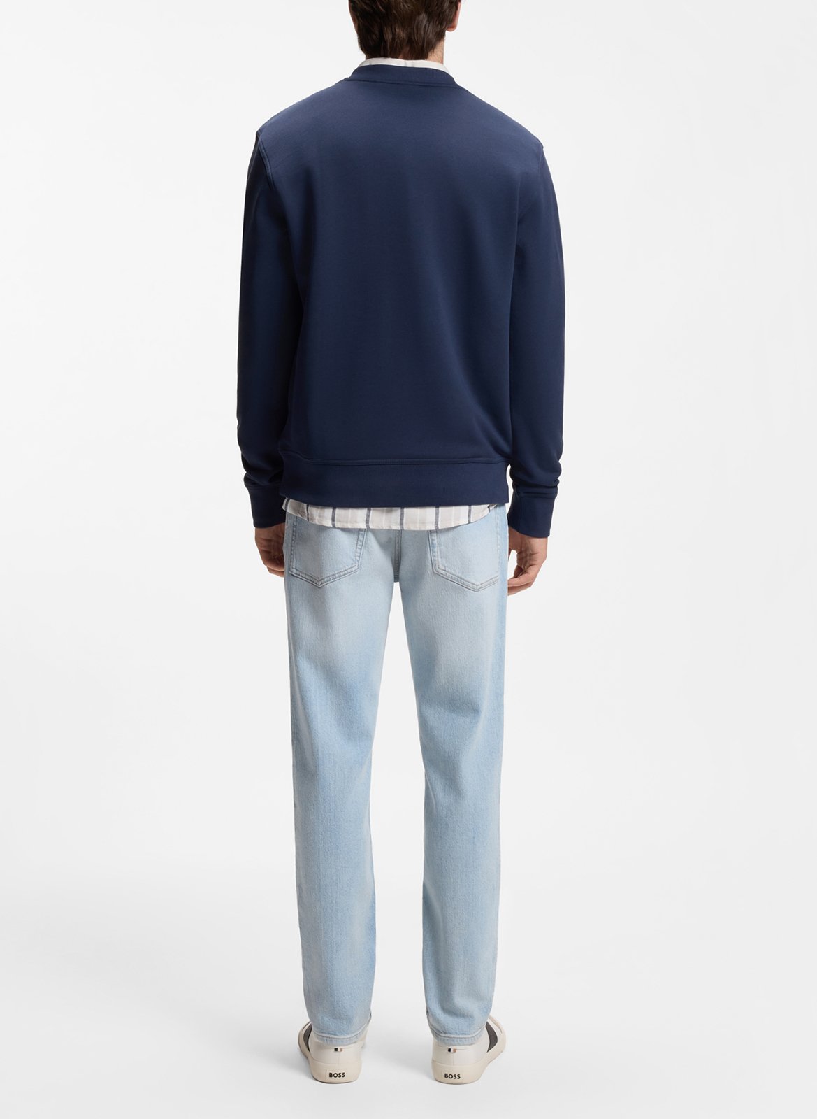 Embroidered round-neck sweatshirt BOSS Blue