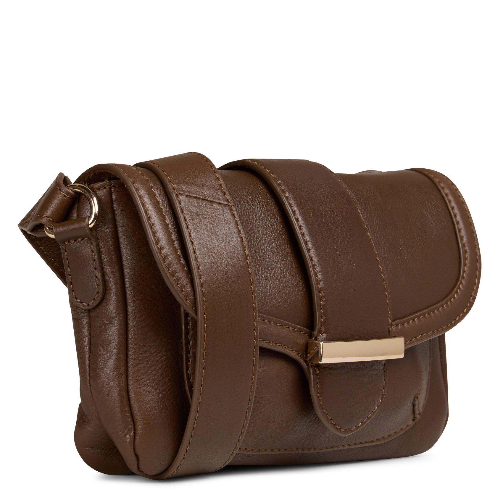Bolso bandolera de piel de vacuno MAISON 123 Caqui