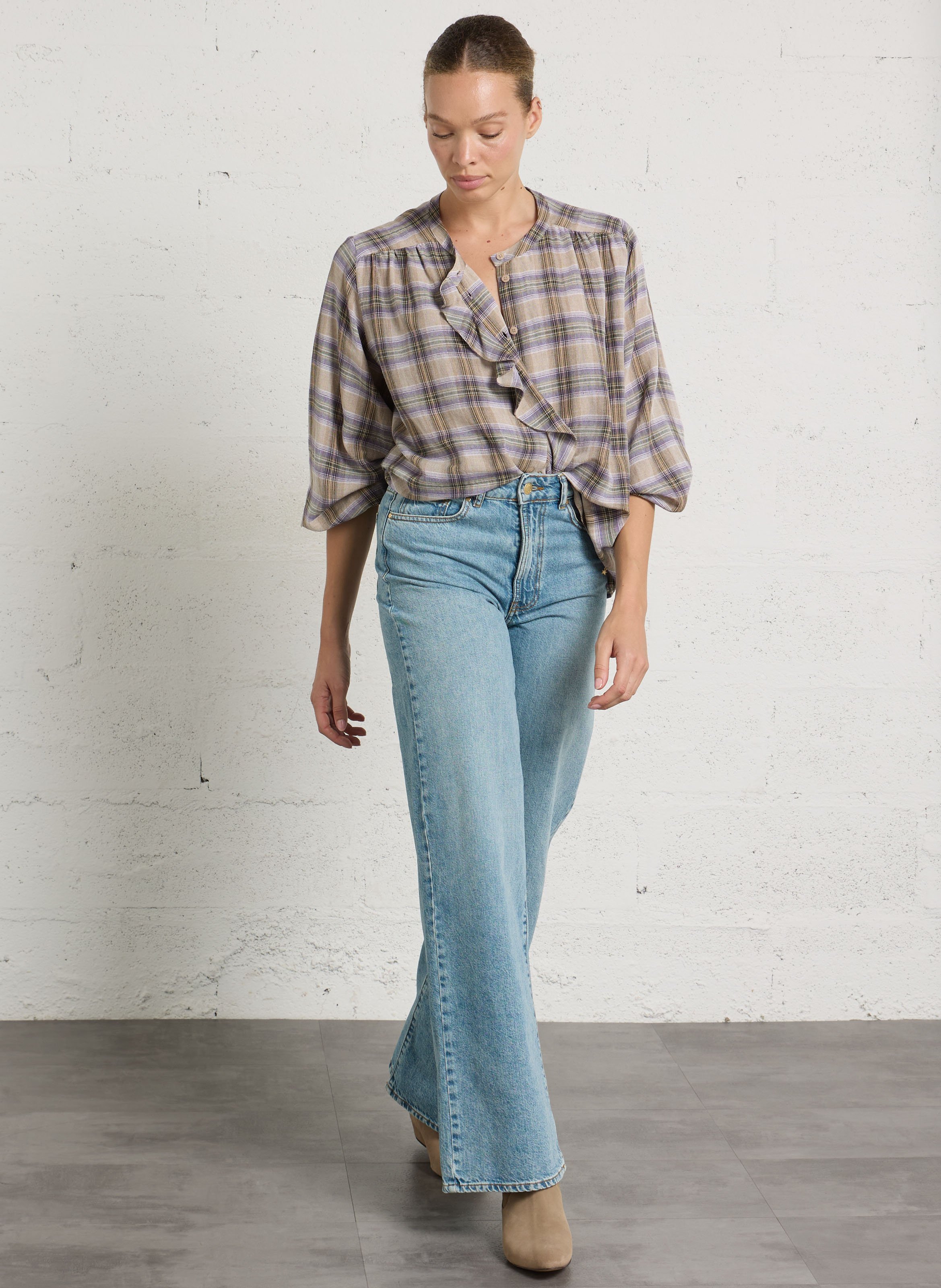 Ruime geruite blouse DES PETITS HAUTS Veelkleurig