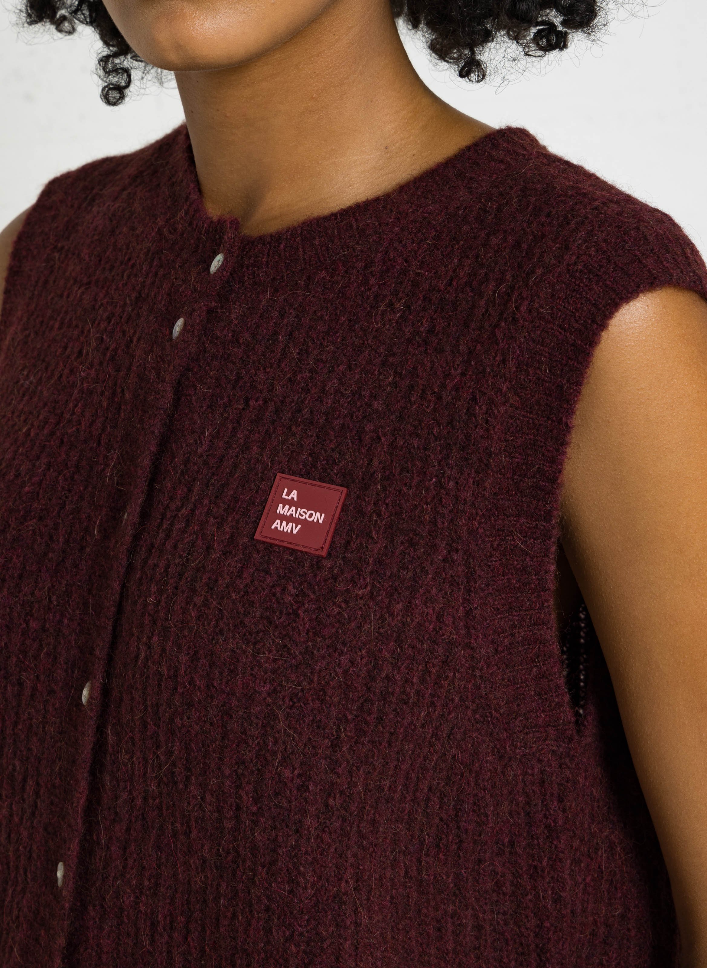 Gilet sans manches col rond en maille mélangée AMERICAN VINTAGE Rouge