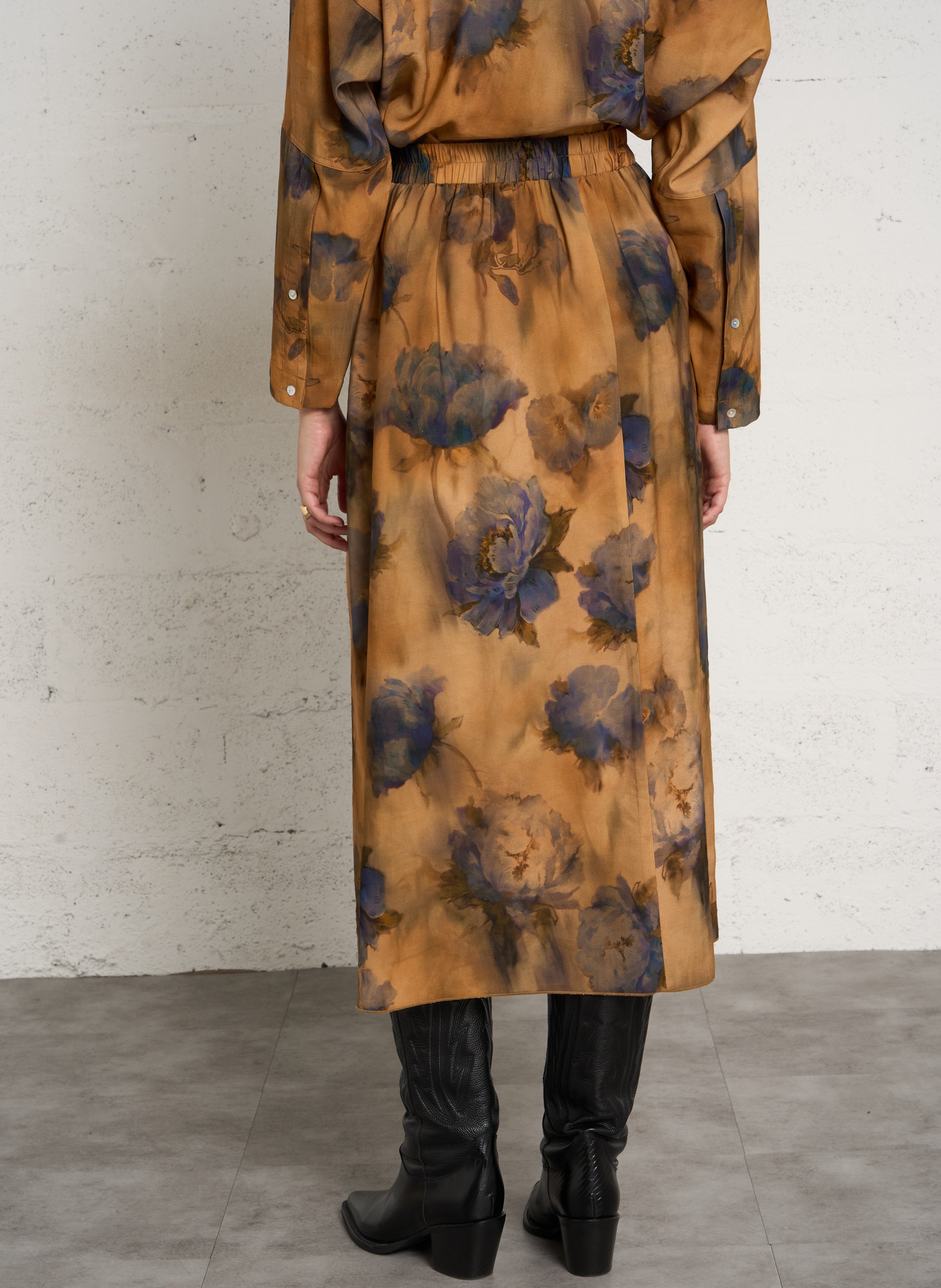 Jupe longue et fluide imprimée HOD PARIS Beige