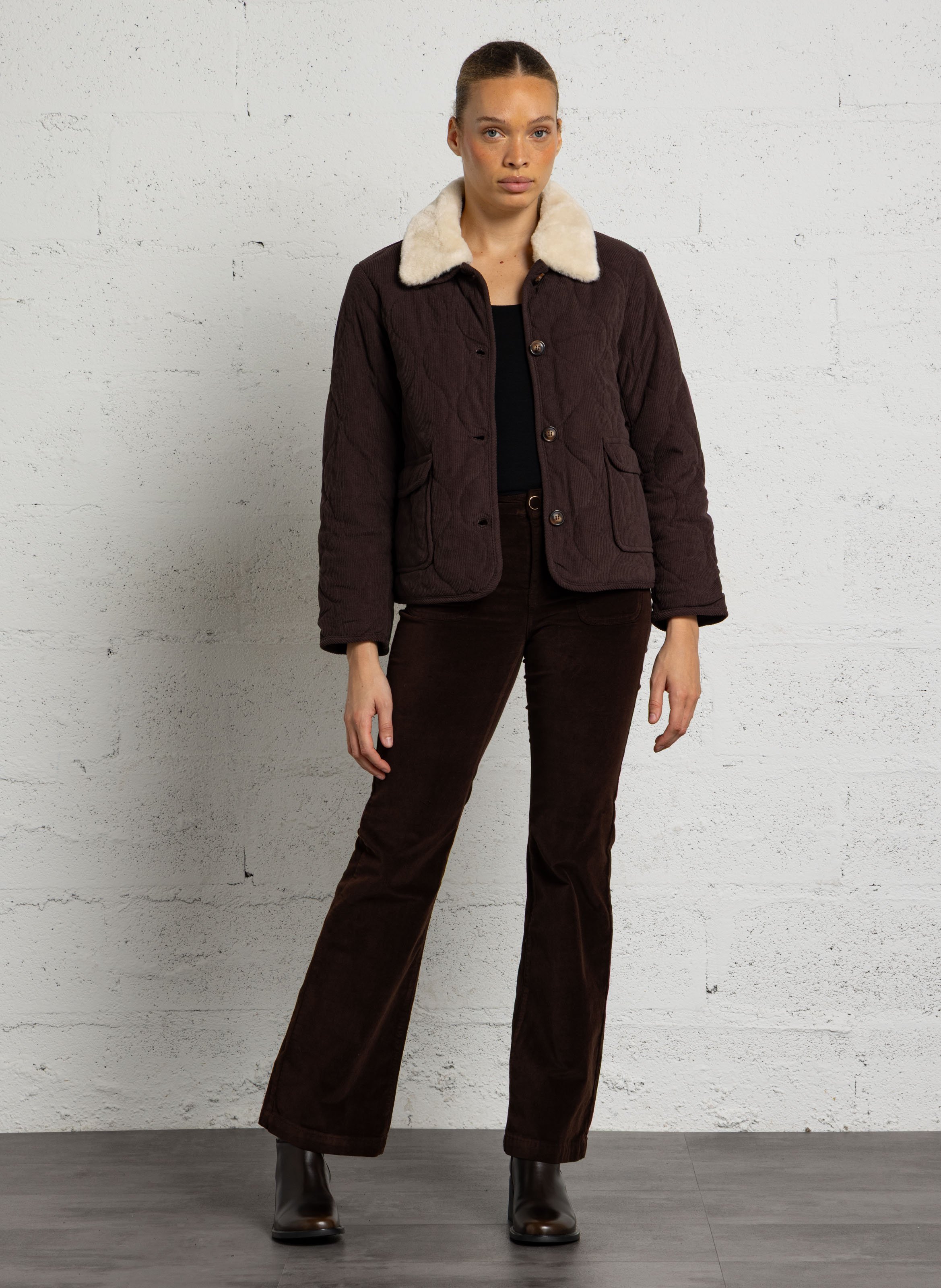 Straight-fit broek van katoenen velours | Bruin LA PETITE ETOILE Dames