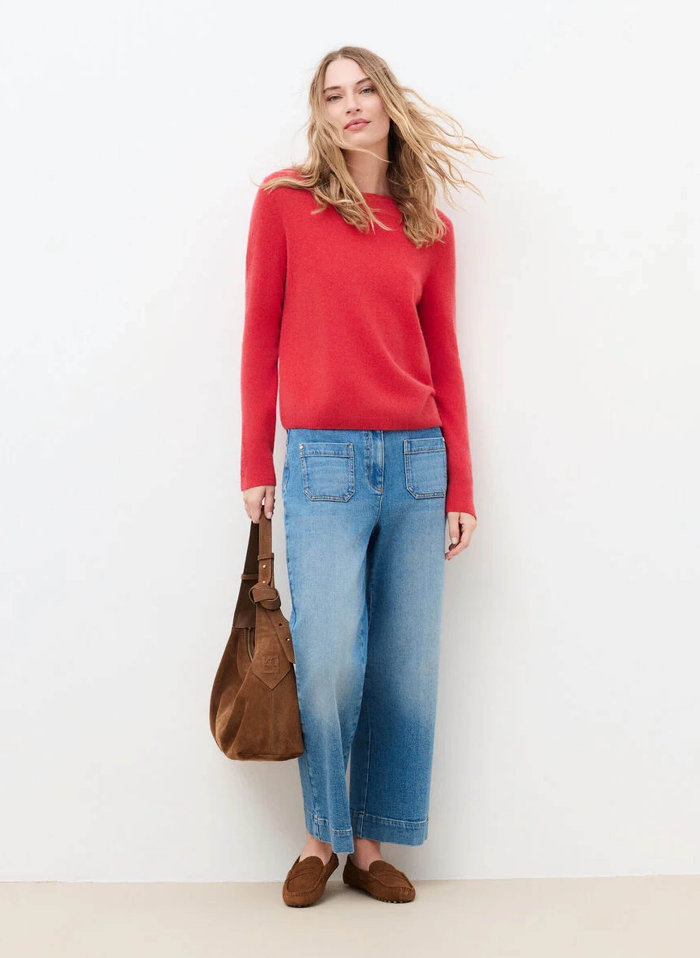Pull en cachemire col bateau CAROLL Rouge
