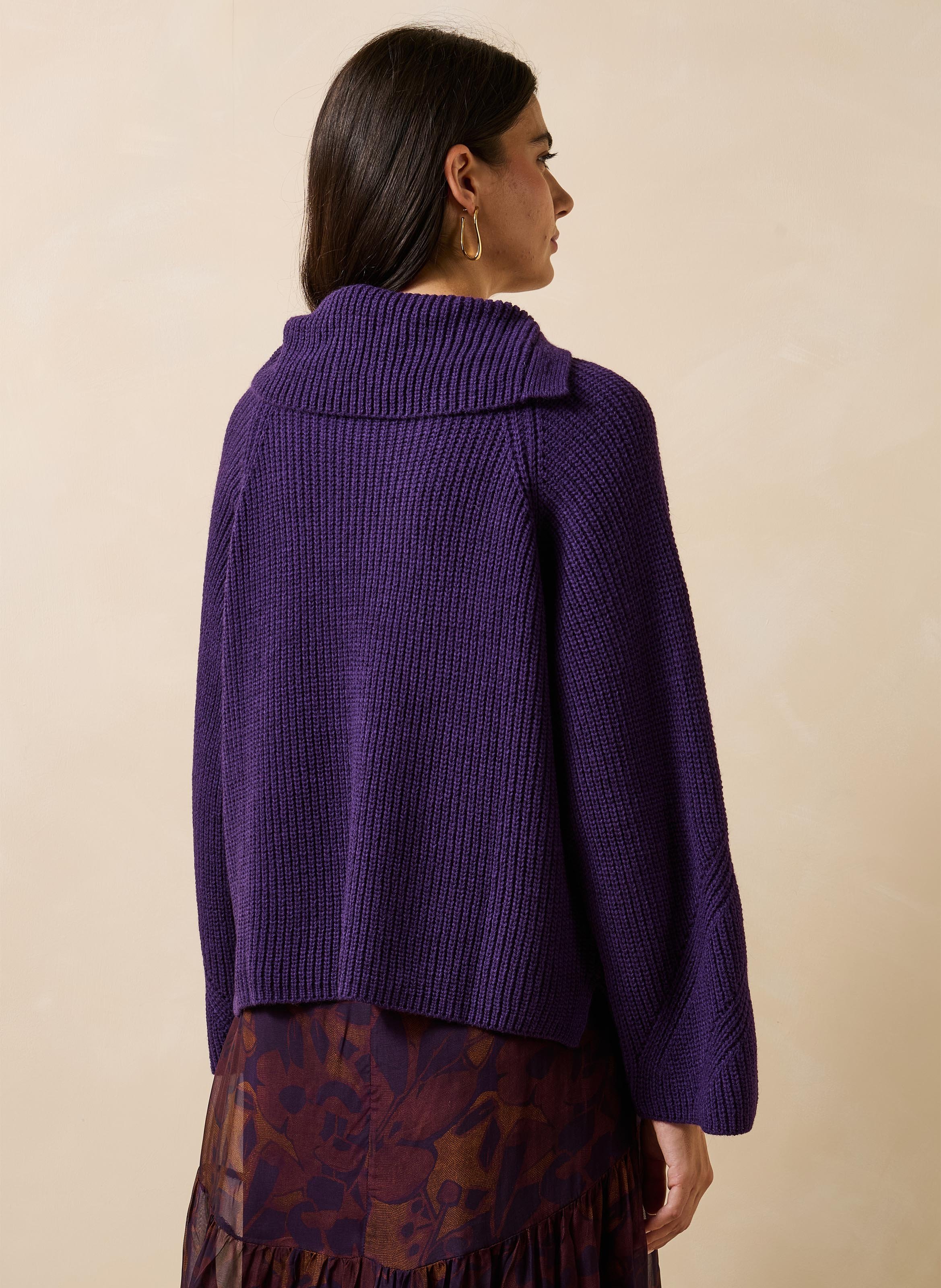 Pull ample en laine mélangé LA FEE MARABOUTEE Violet
