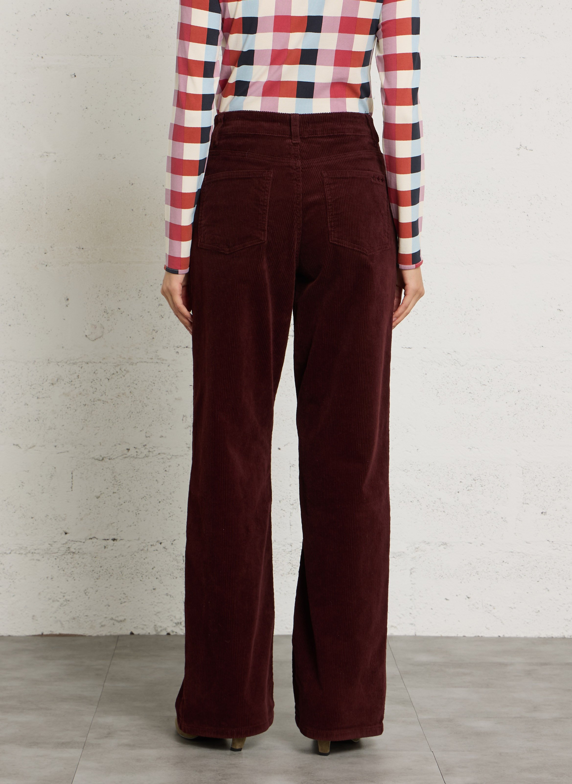 Wijde broek van katoenmix SUD EXPRESS Rood