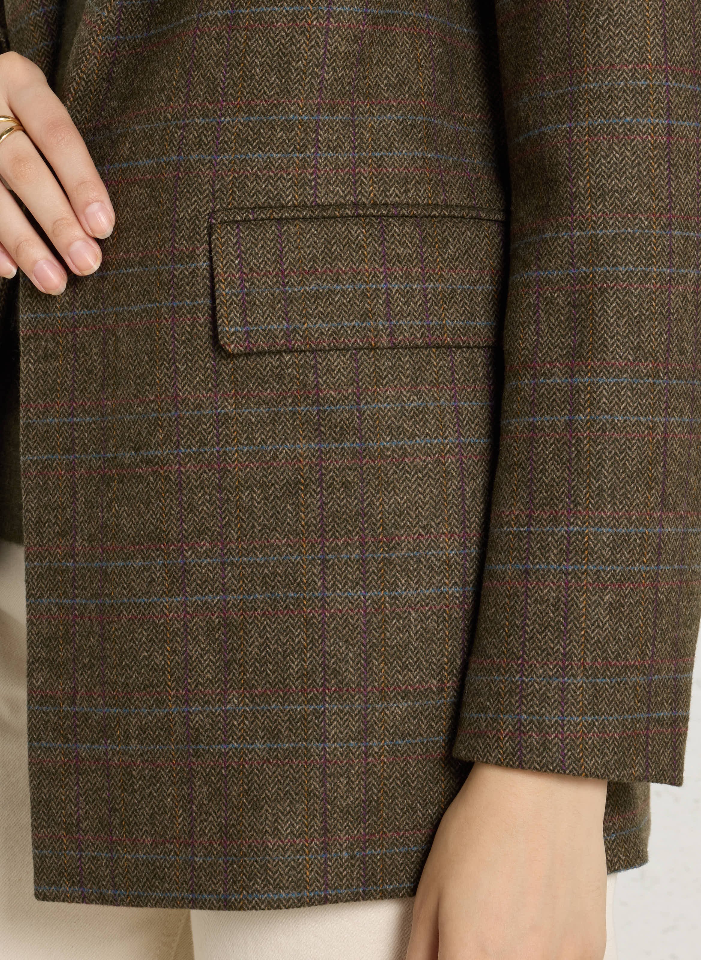 Straight checked blazer MAISON 123 Khaki
