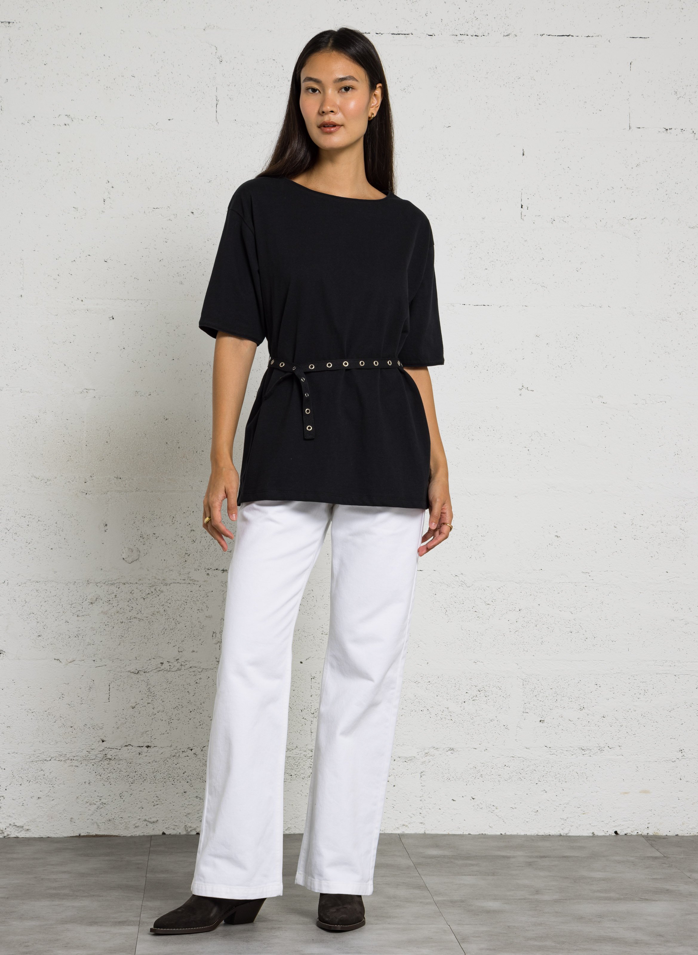 Tee-shirt ceinturé en coton IKKS Noir