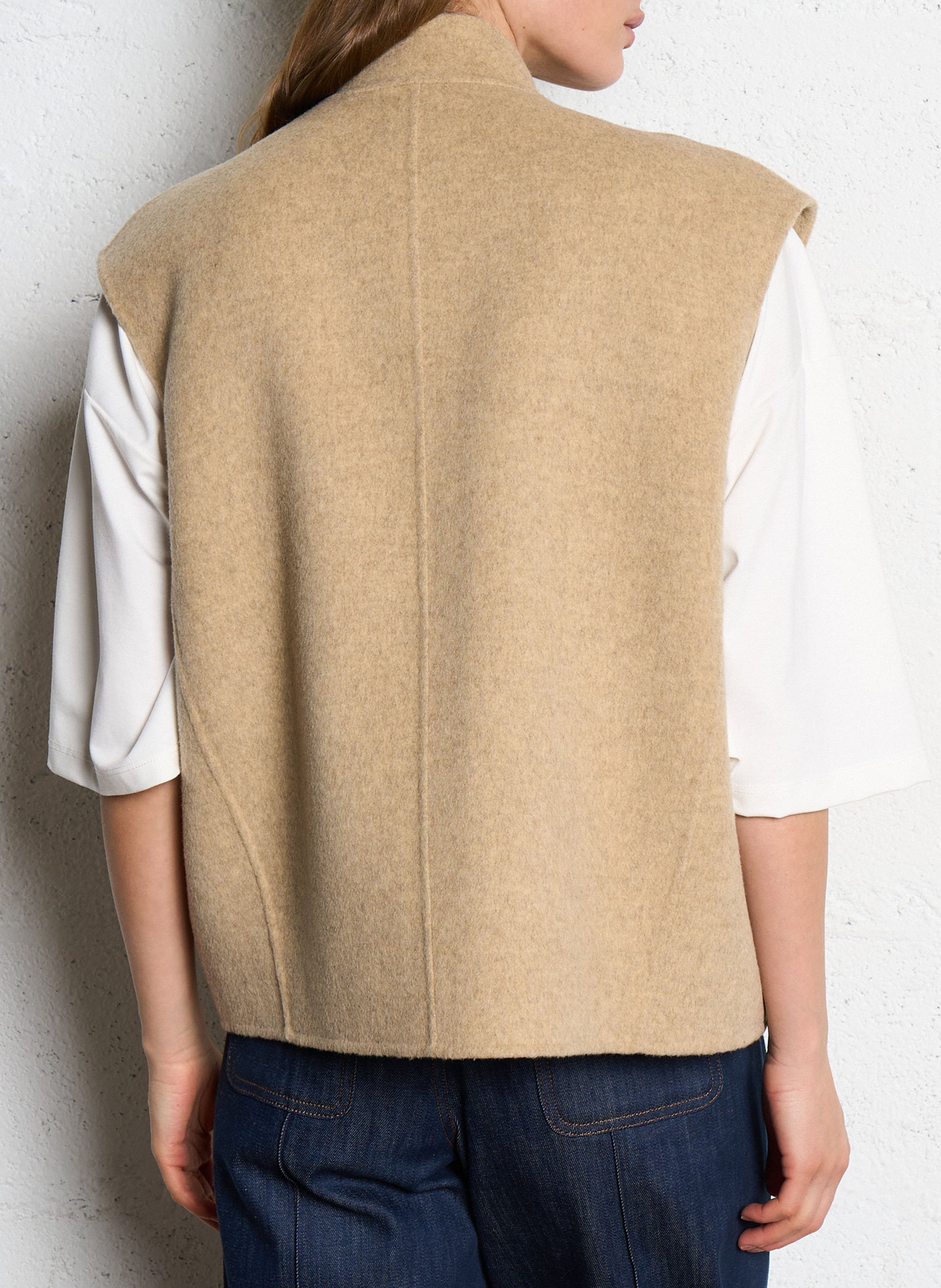 Short high-neck wool blend jacket SOEUR Beige