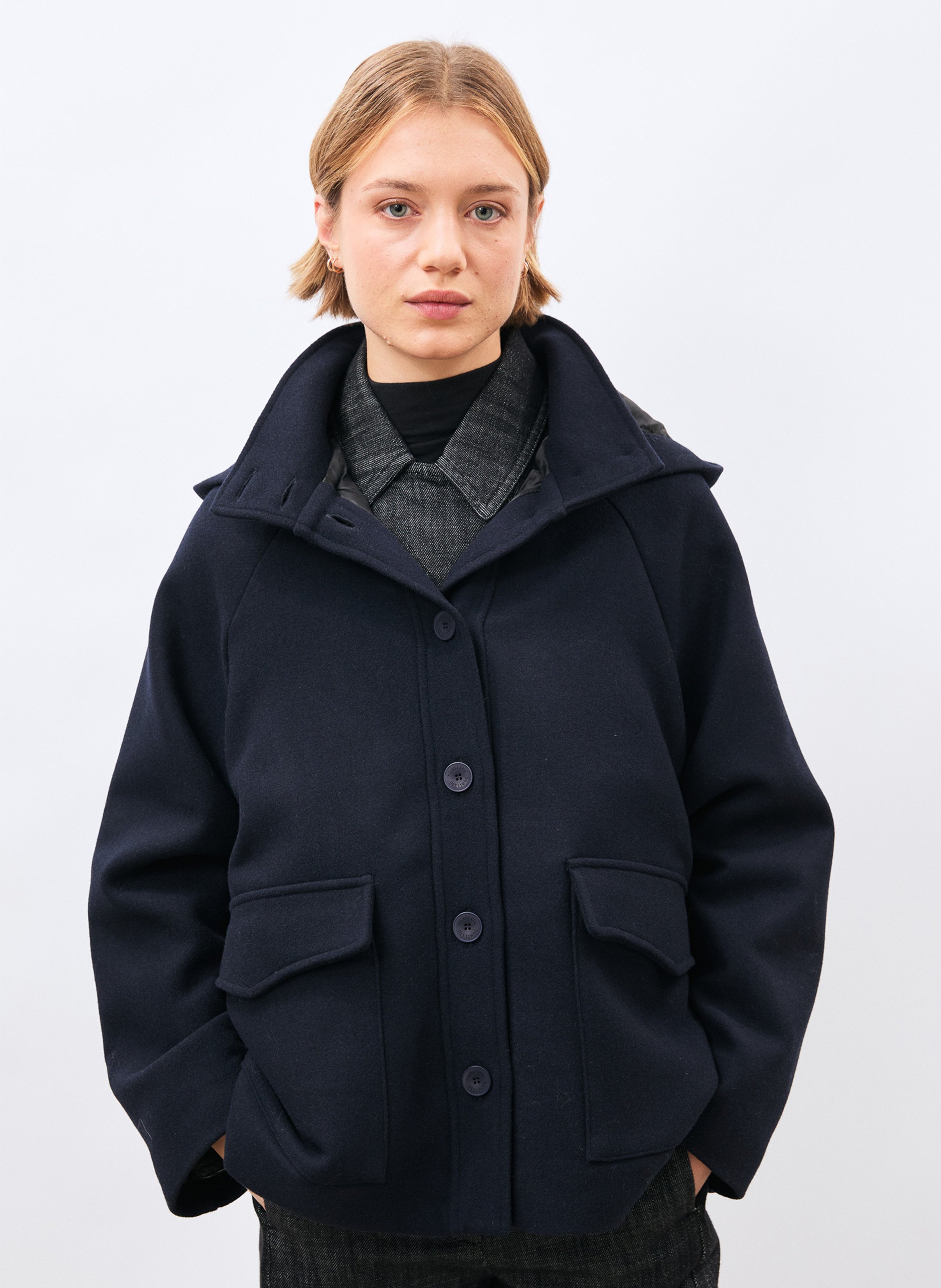 Oversize-Wollmantel HUMILITY Blau
