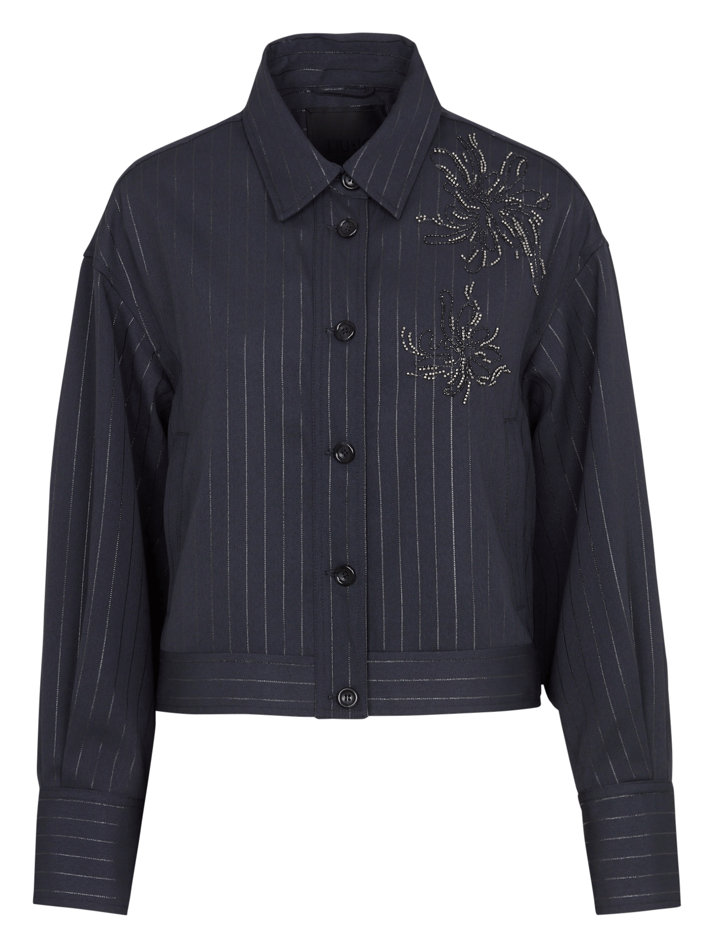Veste courte à rayures et perles LIU JO Gris