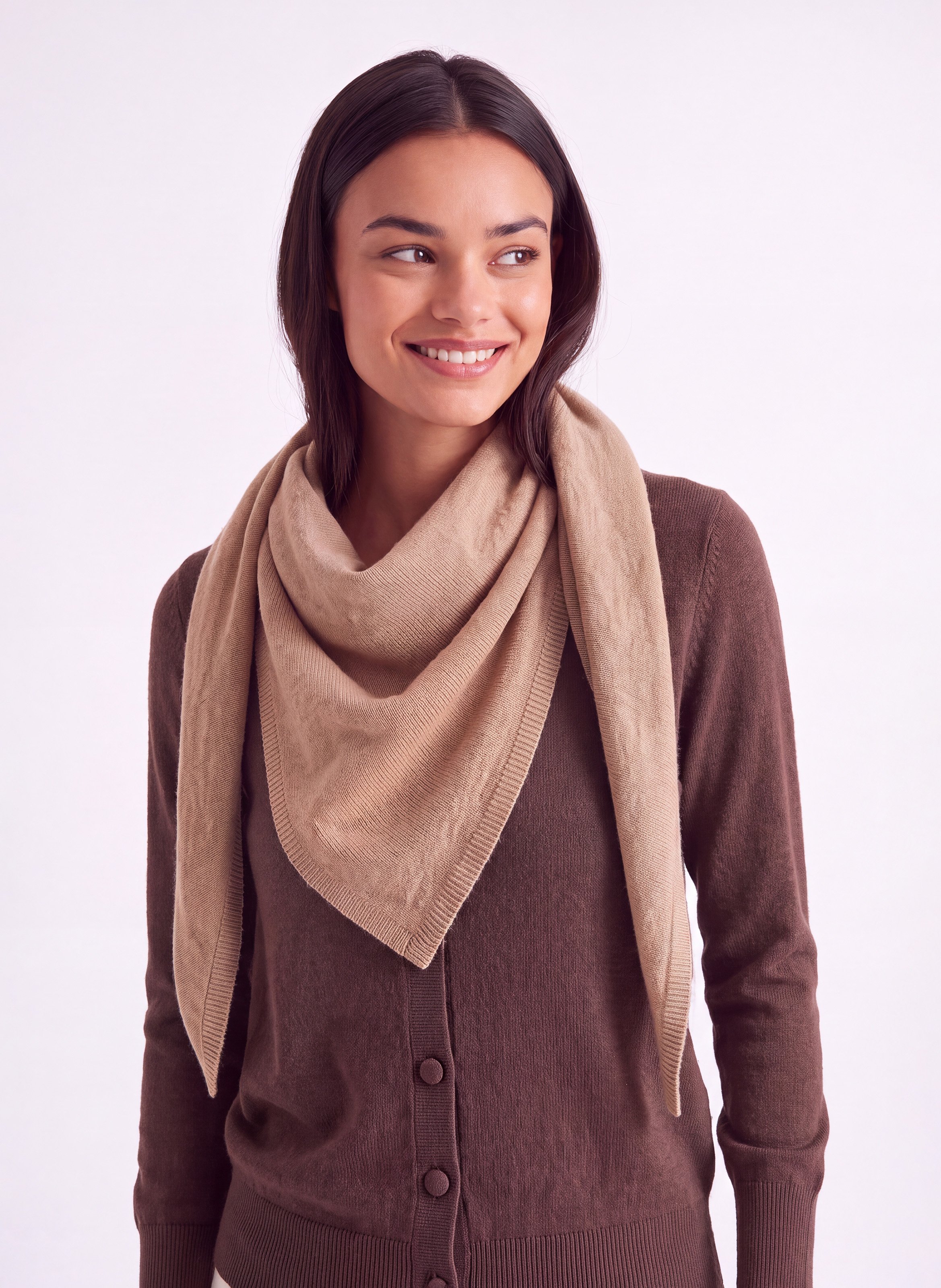 Plain triangular scarf in wool and cashmere KOOKAI