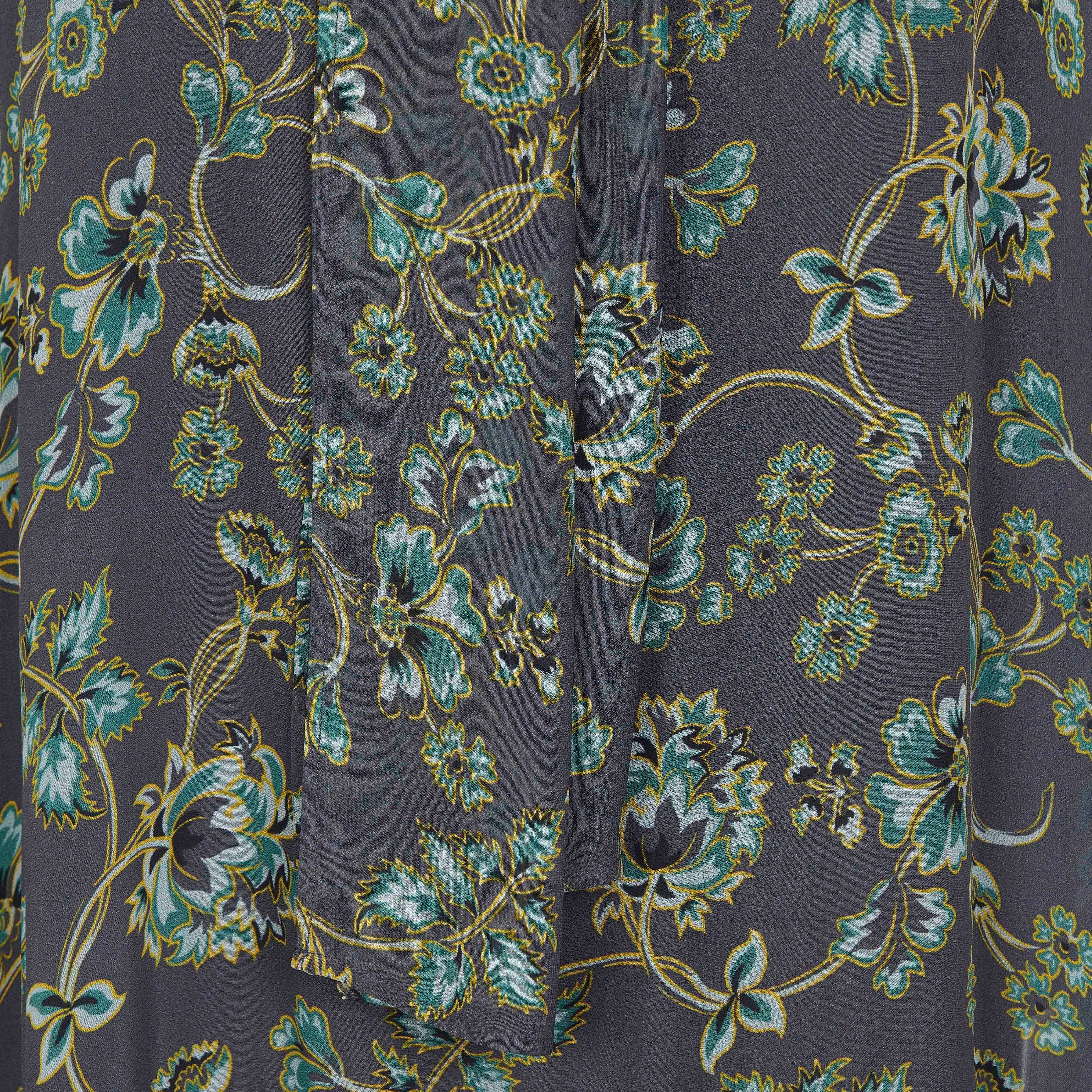 Fluid printed long-sleeved dress with pussy-bow collar  ATTIC AND BARN Blue