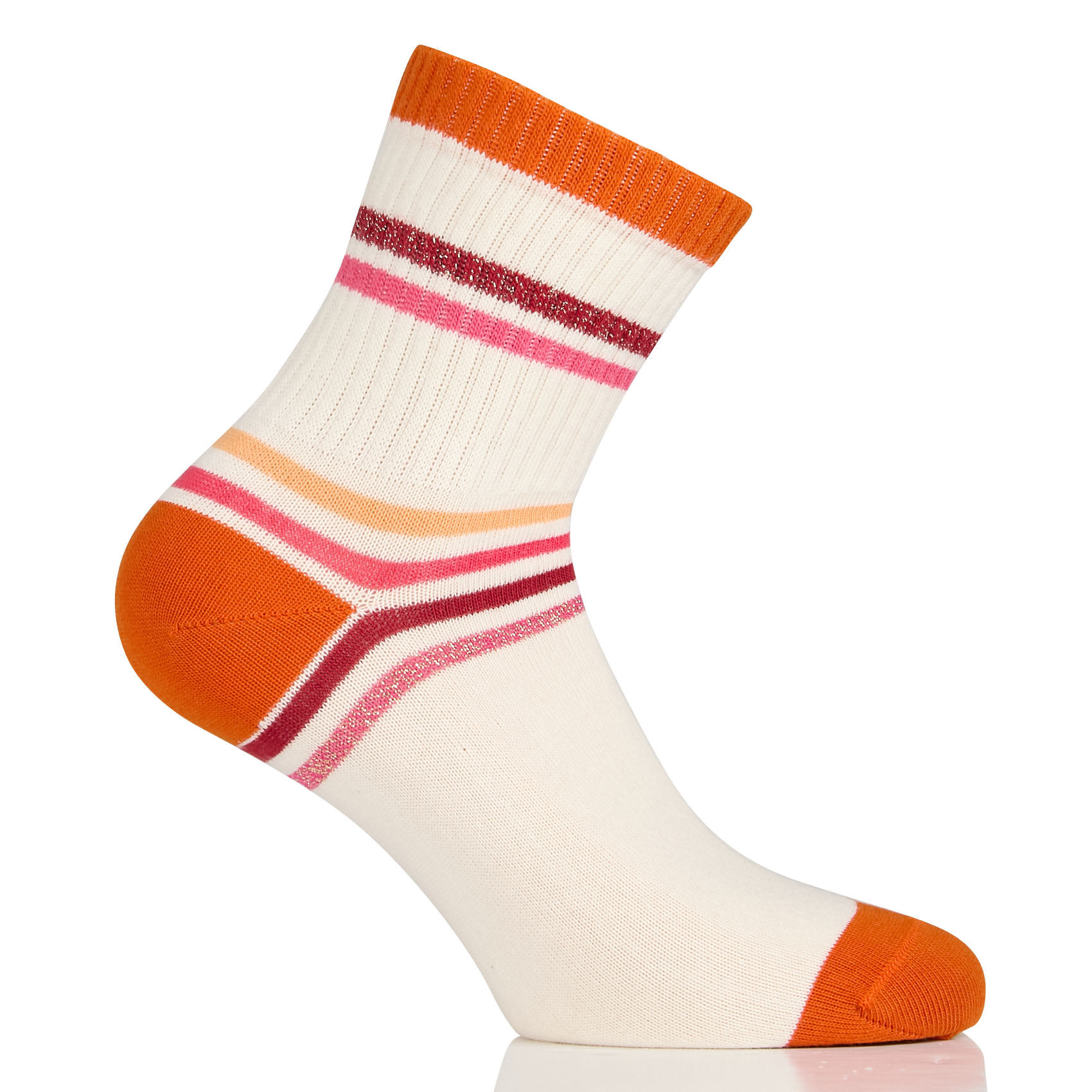 Chaussettes en coton mélangé rayé MIA ZIA Orange
