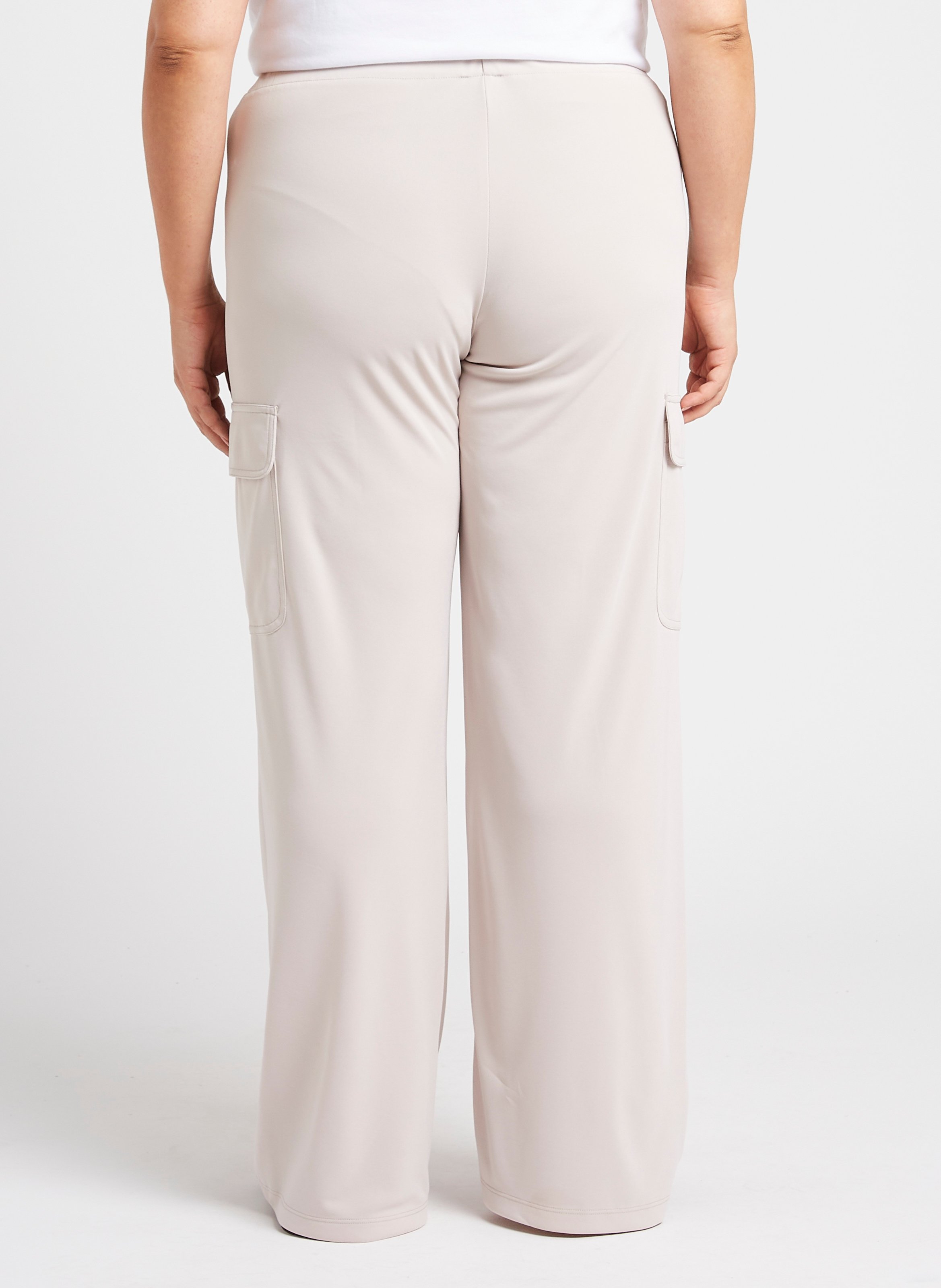 Pantalon droit taille haute en jersey PERSONA by Marina Rinaldi Beige