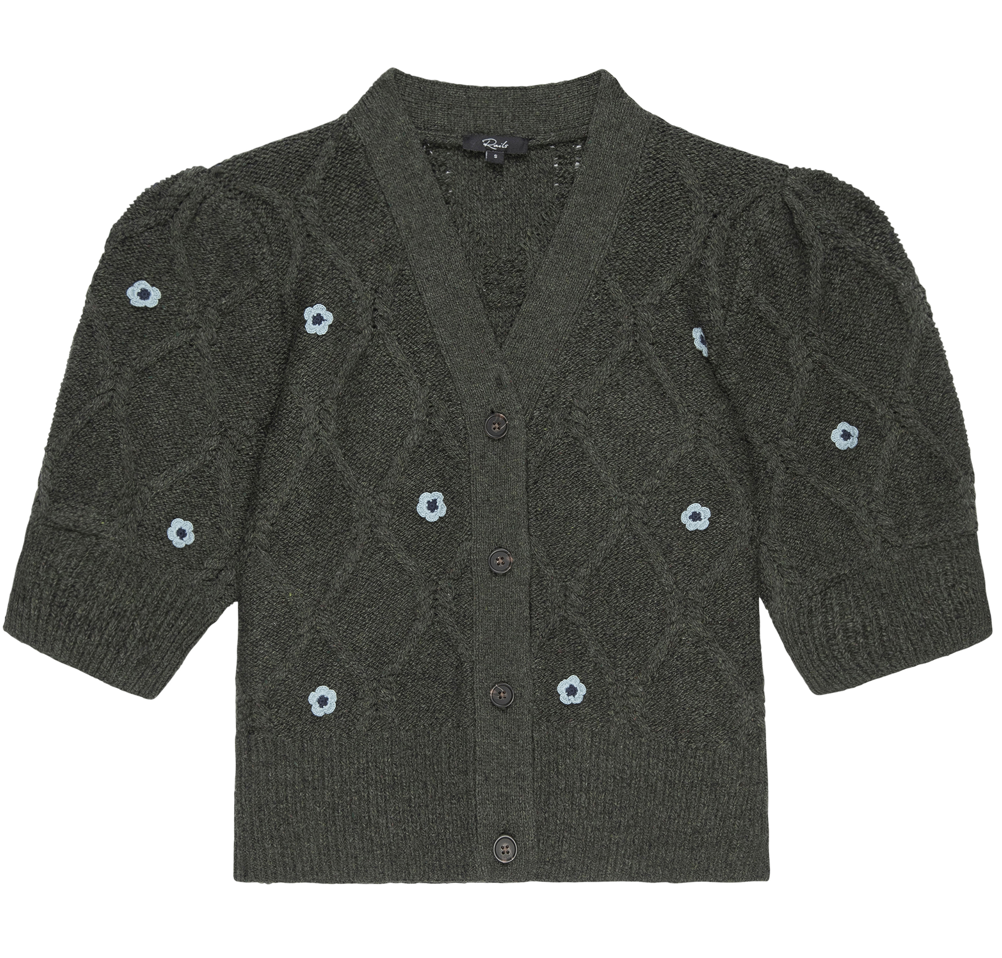 Cardigan col V en coton mélangé RAILS Vert