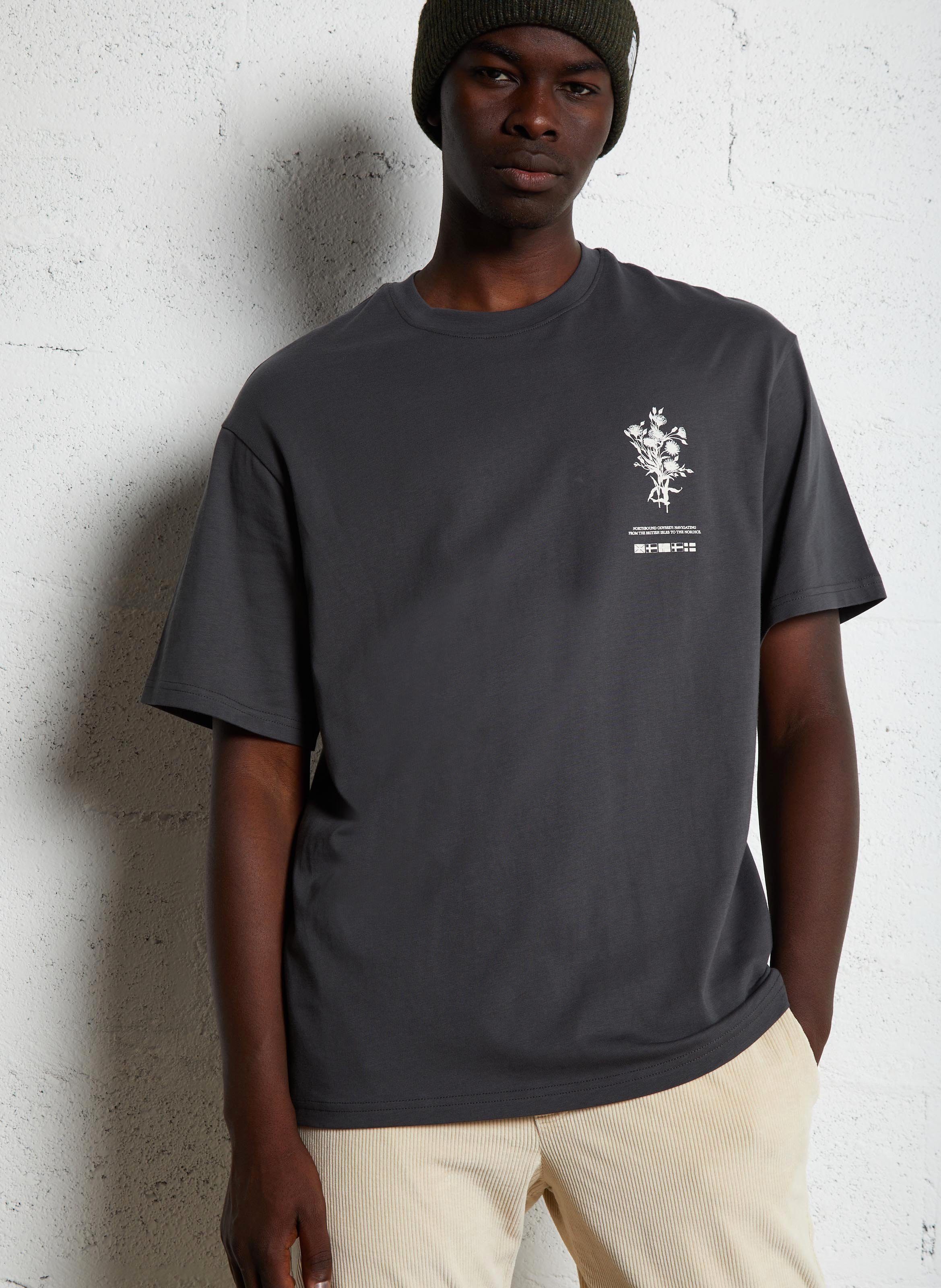 Ruimvallend T-shirt van biologisch katoen met ronde hals SELECTED Grijs