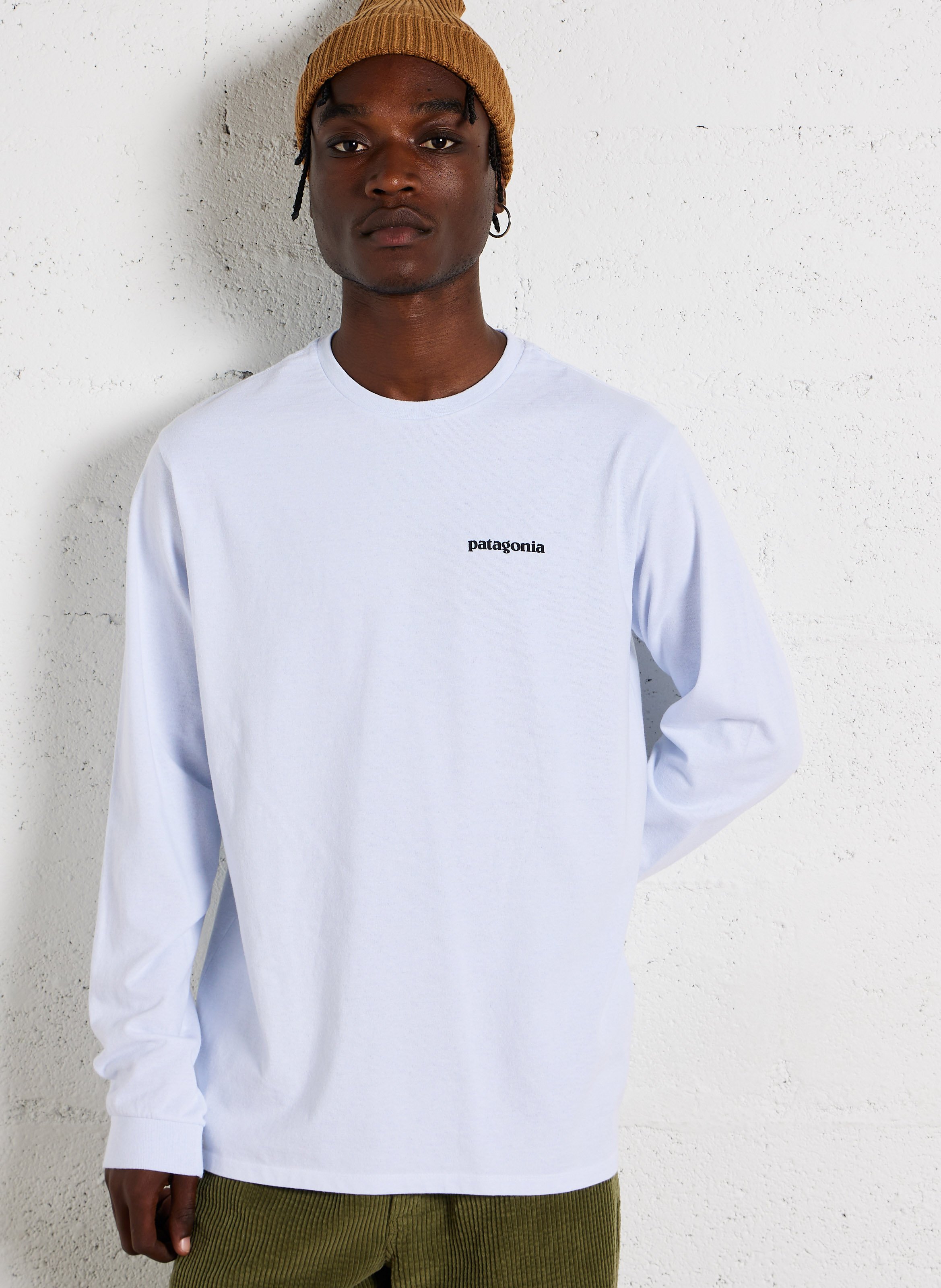 Rundhals-T-Shirt aus recyceltem Baumwoll-Mix mit Siebdruck, Regular Fit PATAGONIA Weiss