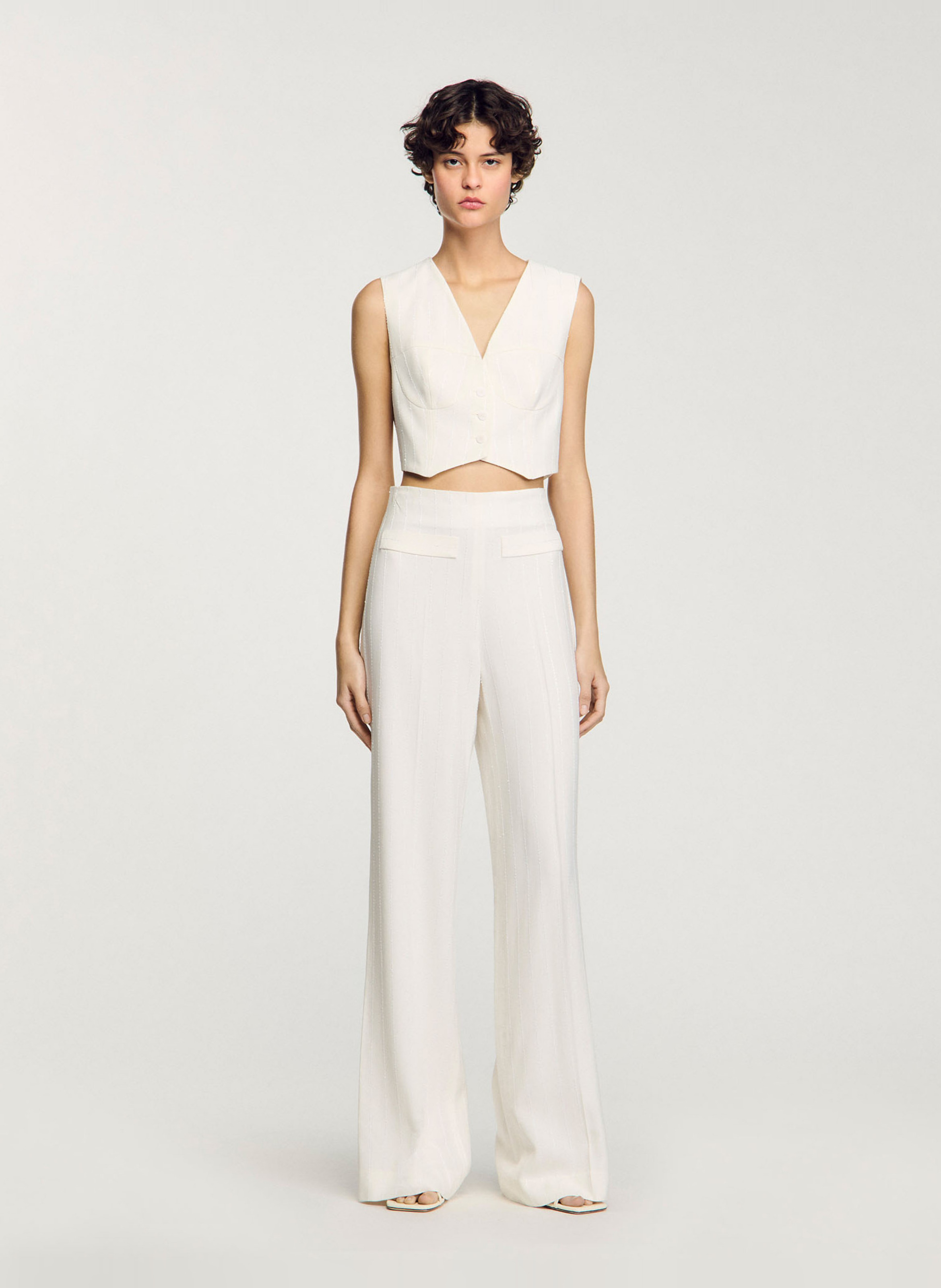 Straight leg sequin suit trousers SANDRO White