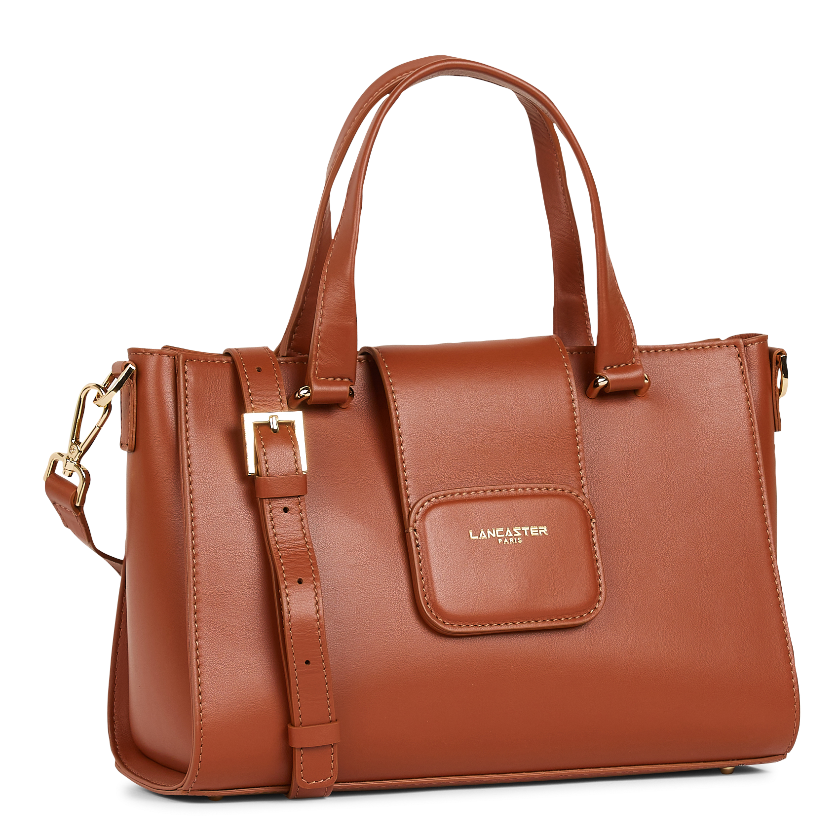 Leather tote bag LANCASTER PARIS Brown
