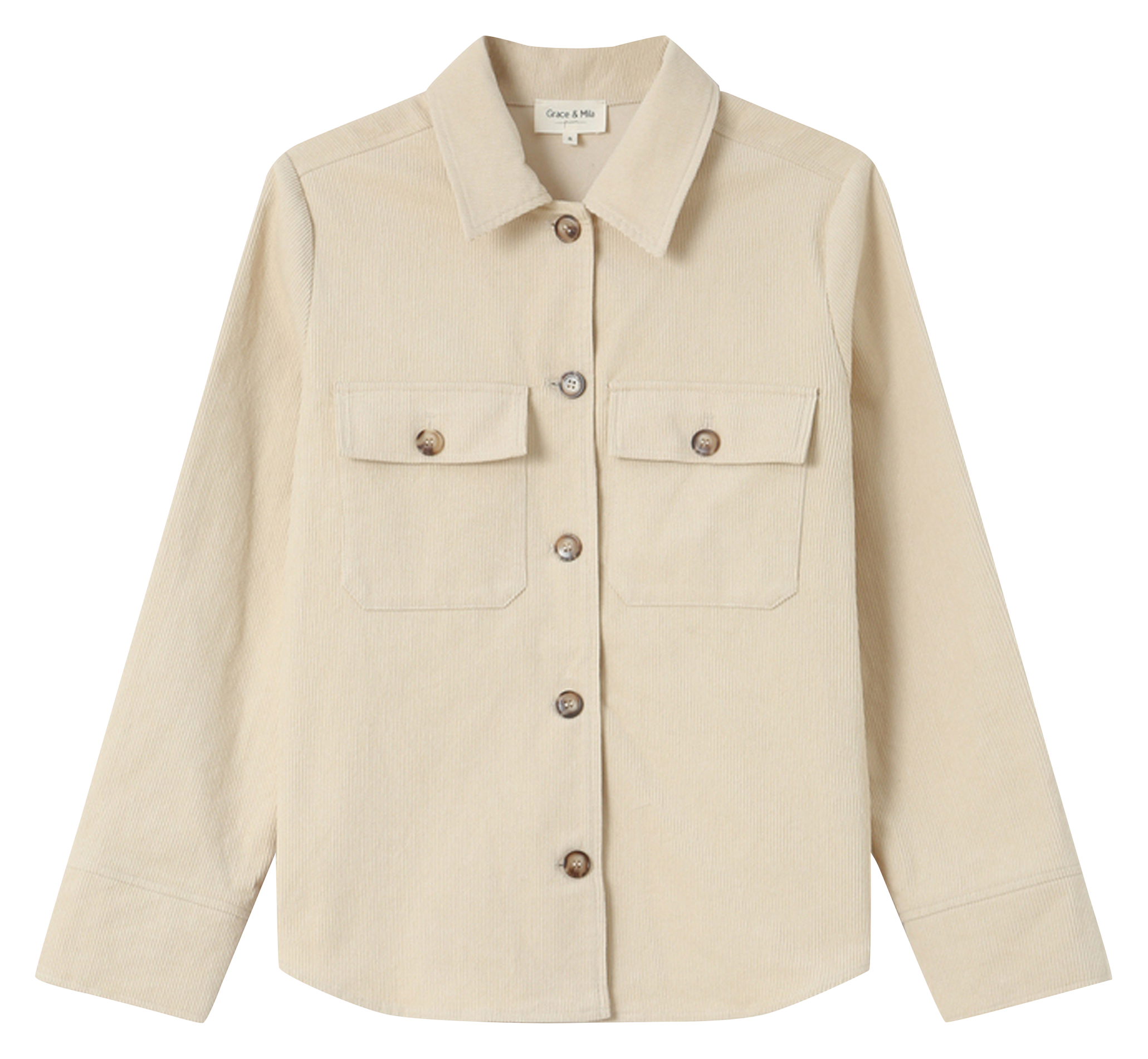 Chemise col classique manches contrastantes en coton GRACE ET MILA White