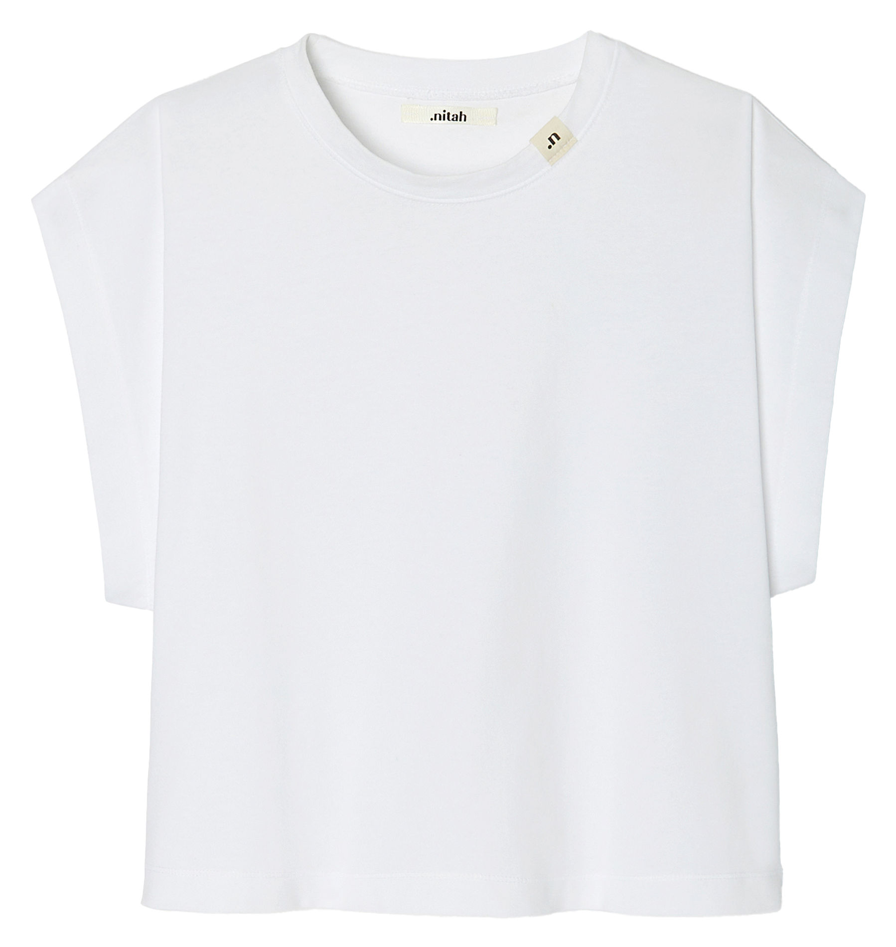 Solid straight t-shirt with brand tag NITAH White