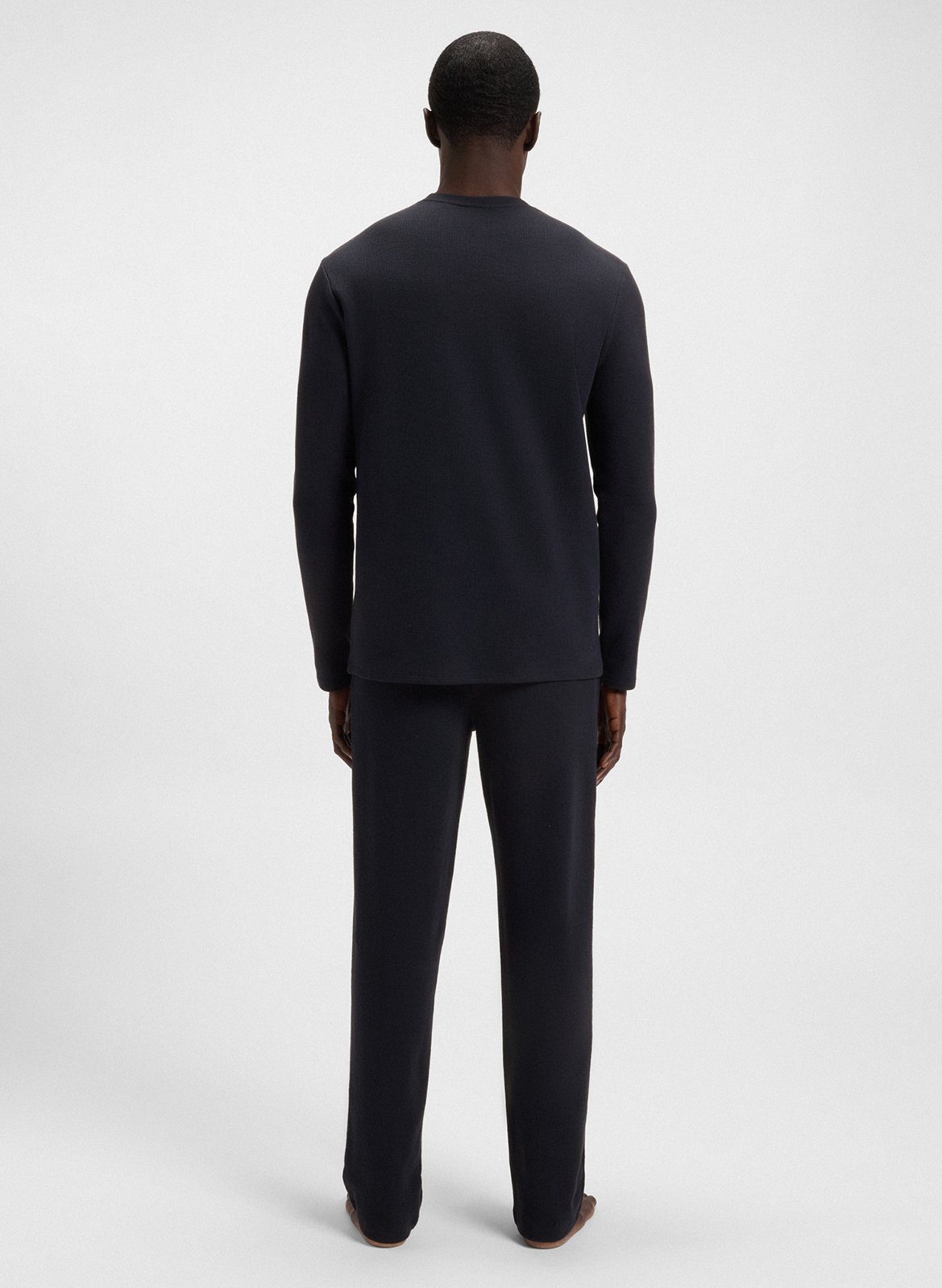 Straight long-sleeved T-shirt with logo BOSS Blue