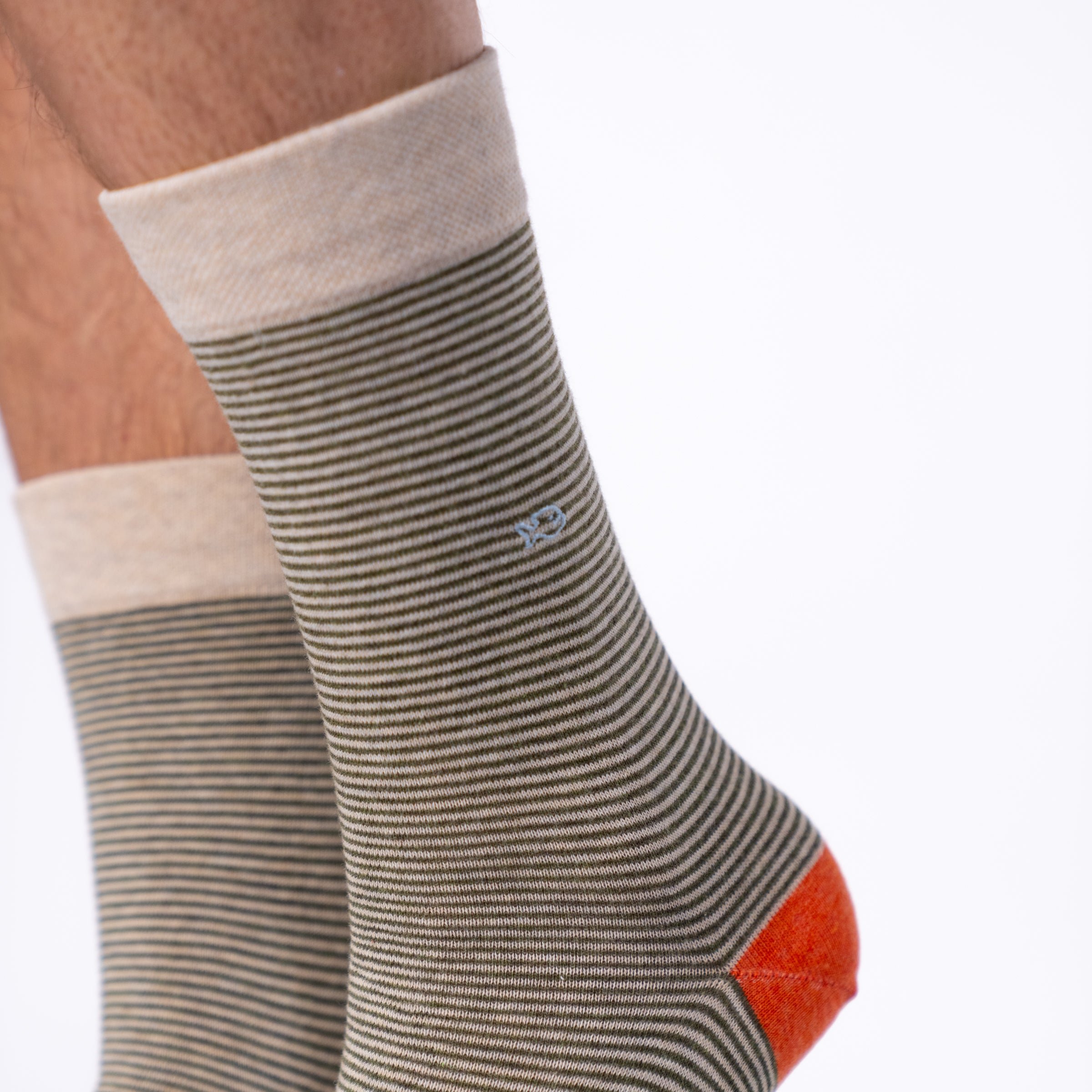 Striped combed cotton socks BILLYBELT Khaki