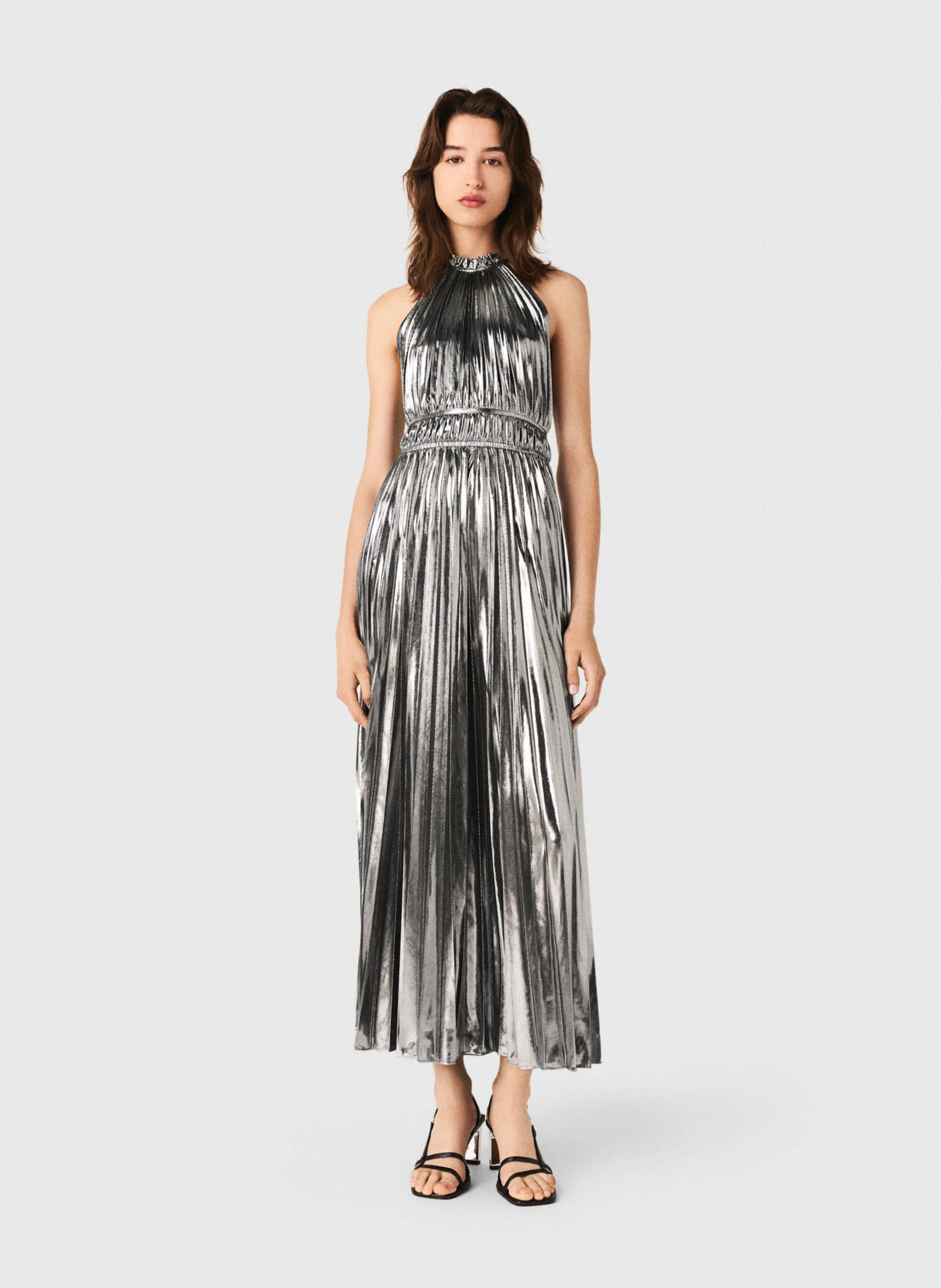 Long metallic dress MAJE Silver