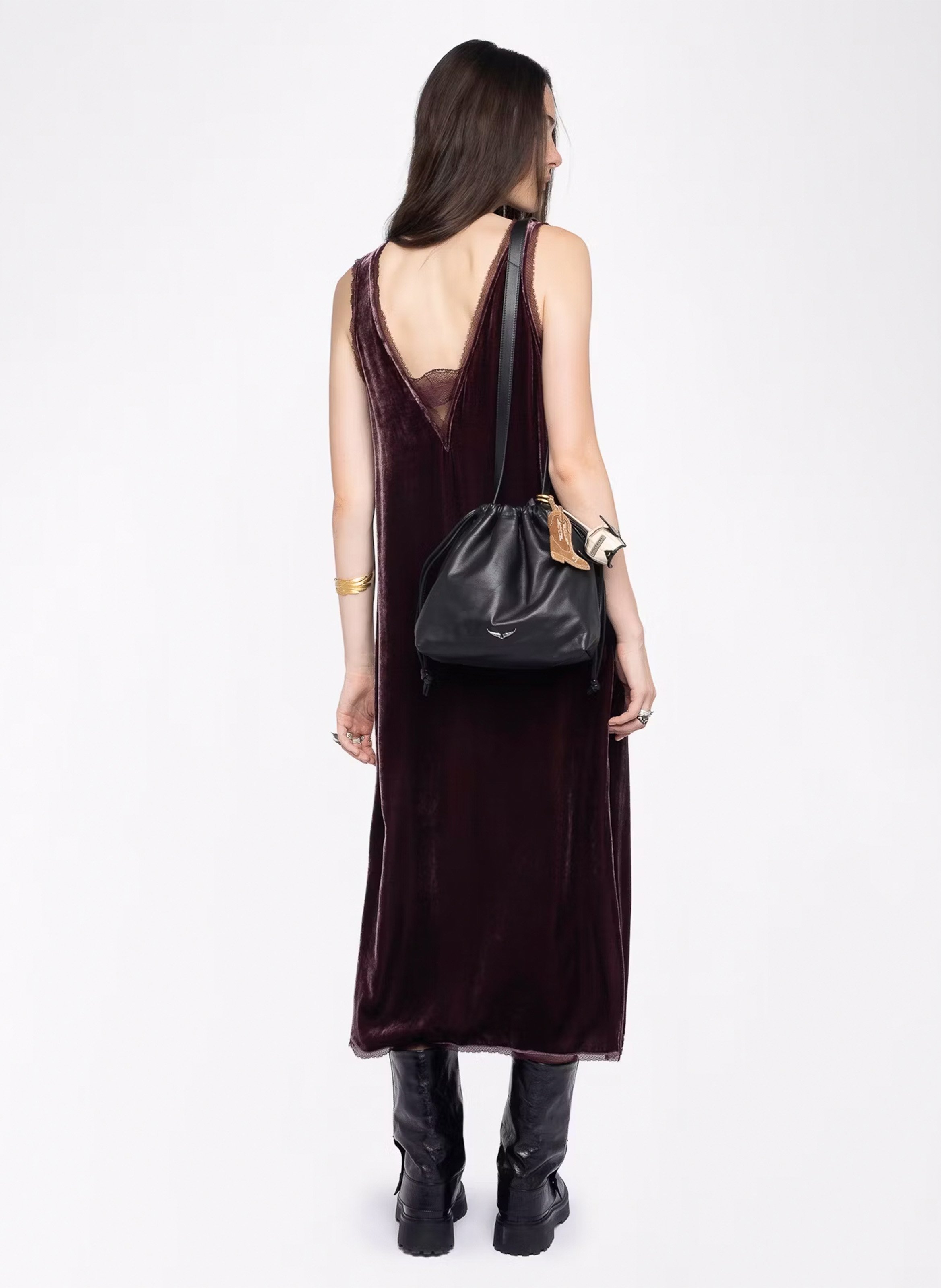 Robe midi en velours col v  ZADIG&VOLTAIRE Violet