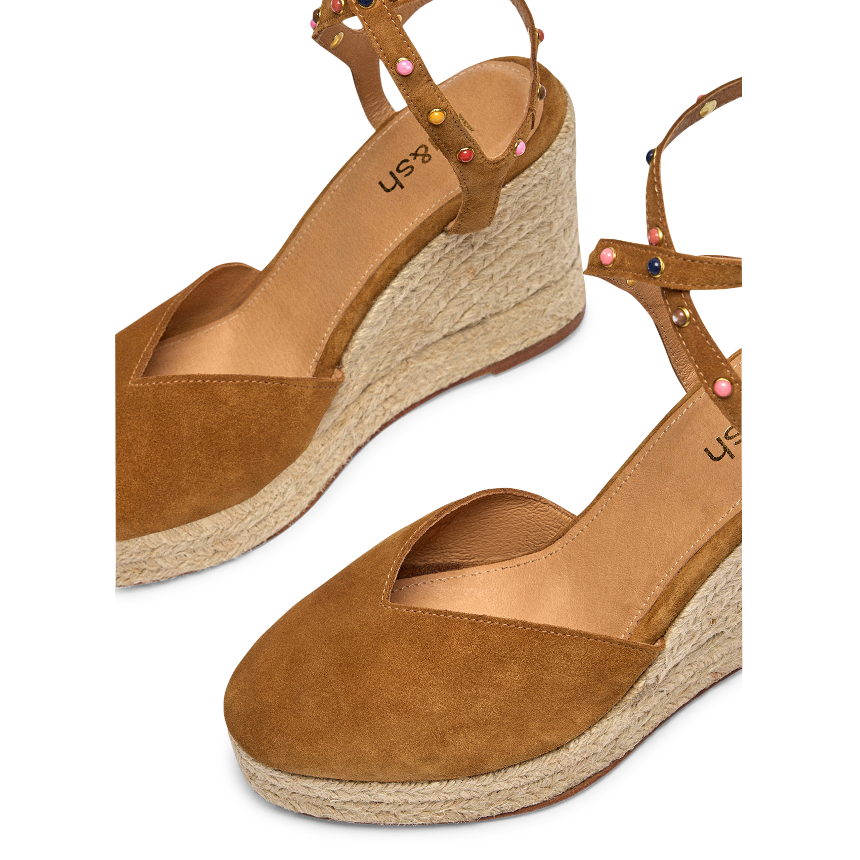 Espadrilles compensées en cuir velours BA&SH Marron