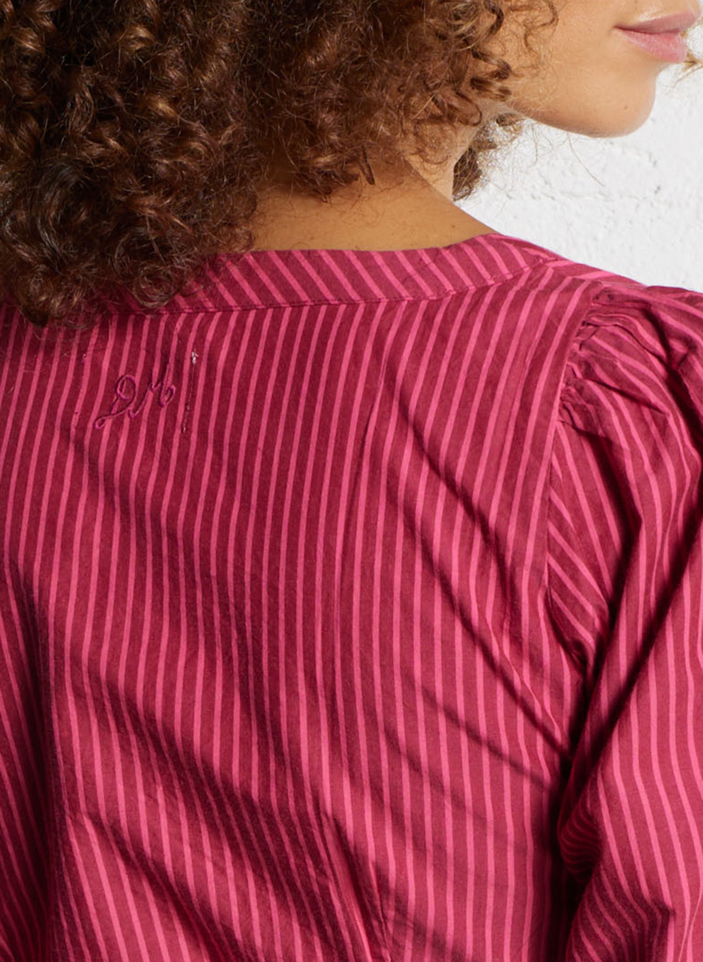Fitted striped organic cotton shirt DAMSON MADDER Plums