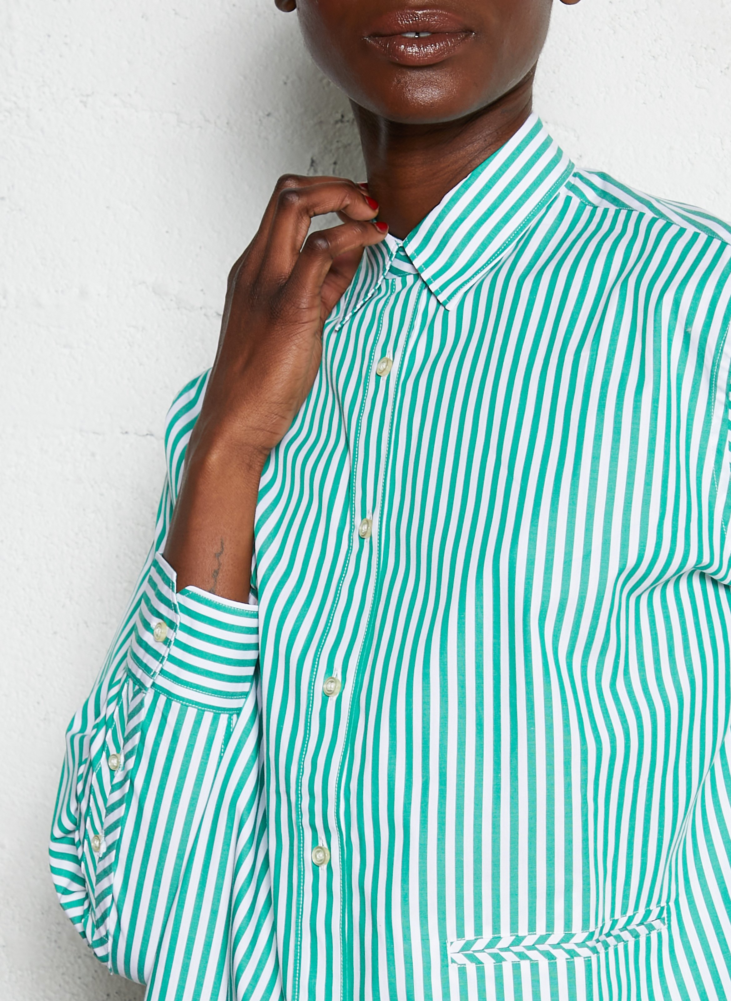 Loose-fit striped cotton shirt LEON & HARPER Green