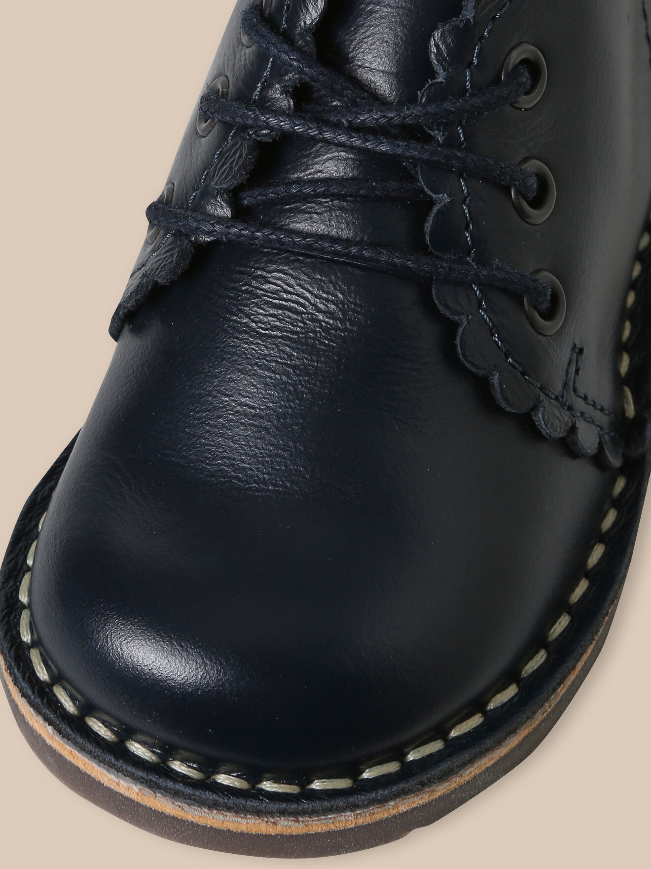 Scalloped leather ankle boots CYRILLUS Blue