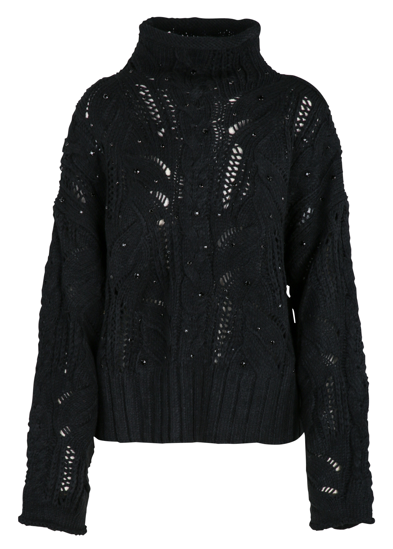 Pull oversize col montant à strass LIU JO Noir