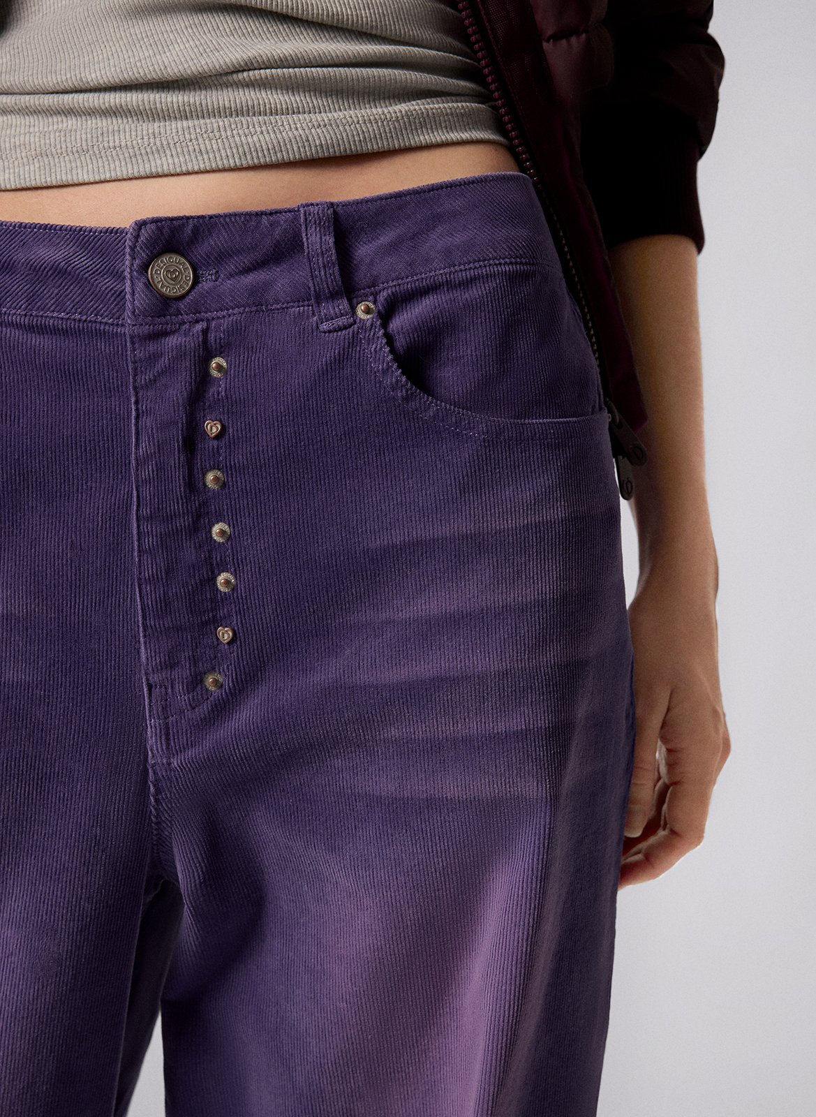 Jean large taille mi-haute uni DESIGUAL Rouge