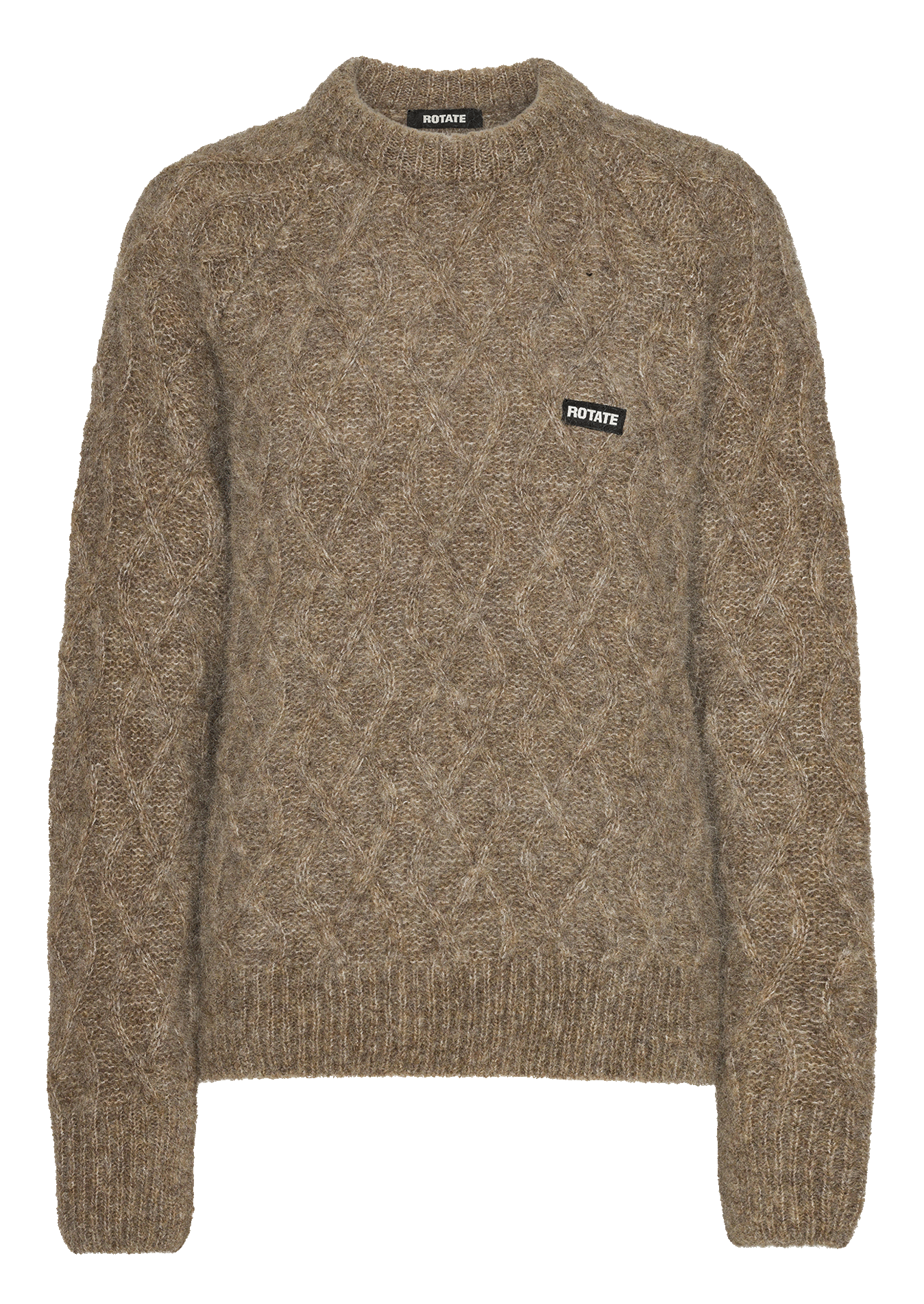 Pull droit uni en laine mélangée ROTATE Marron