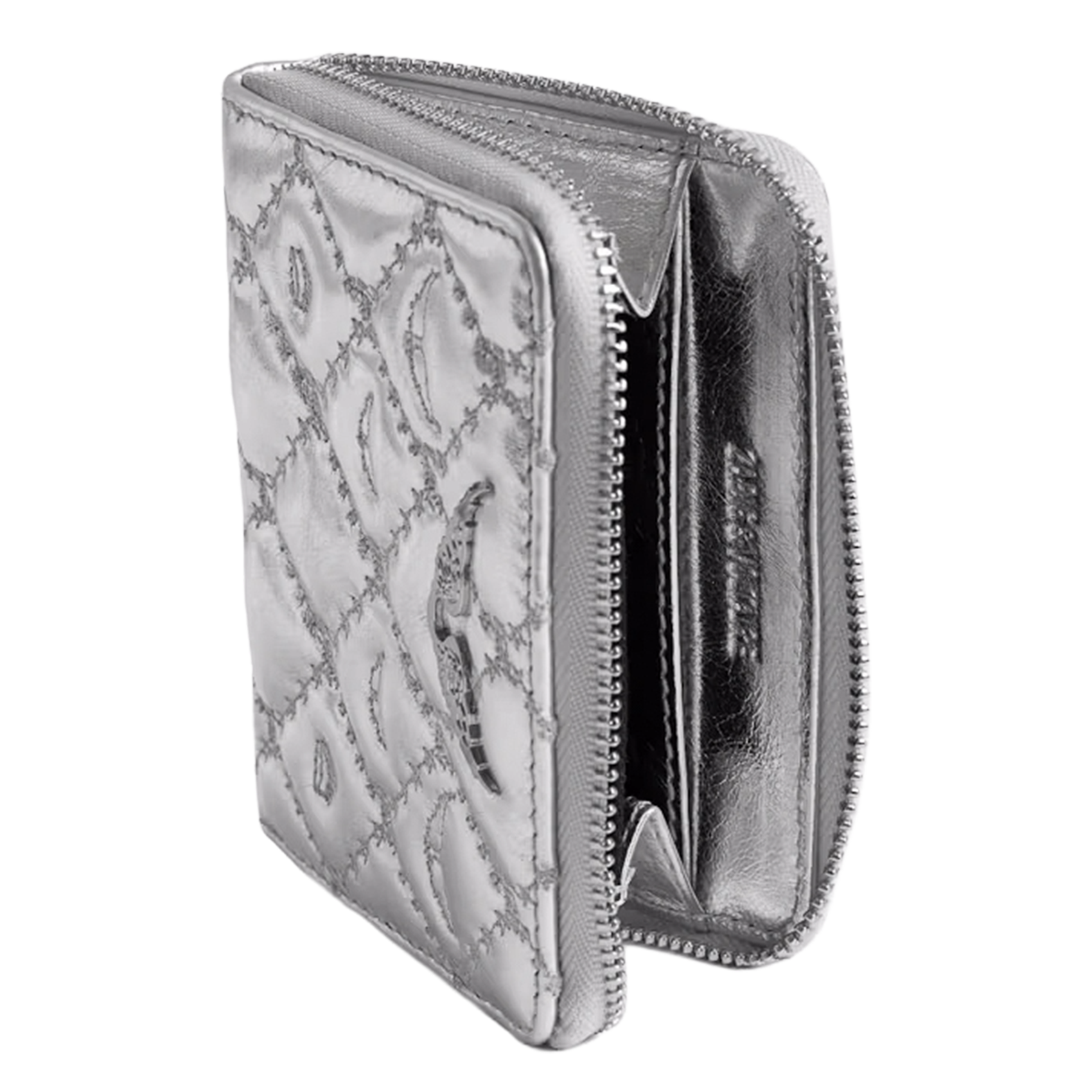 Porte-monnaie en cuir métallisé ZADIG&VOLTAIRE Gris