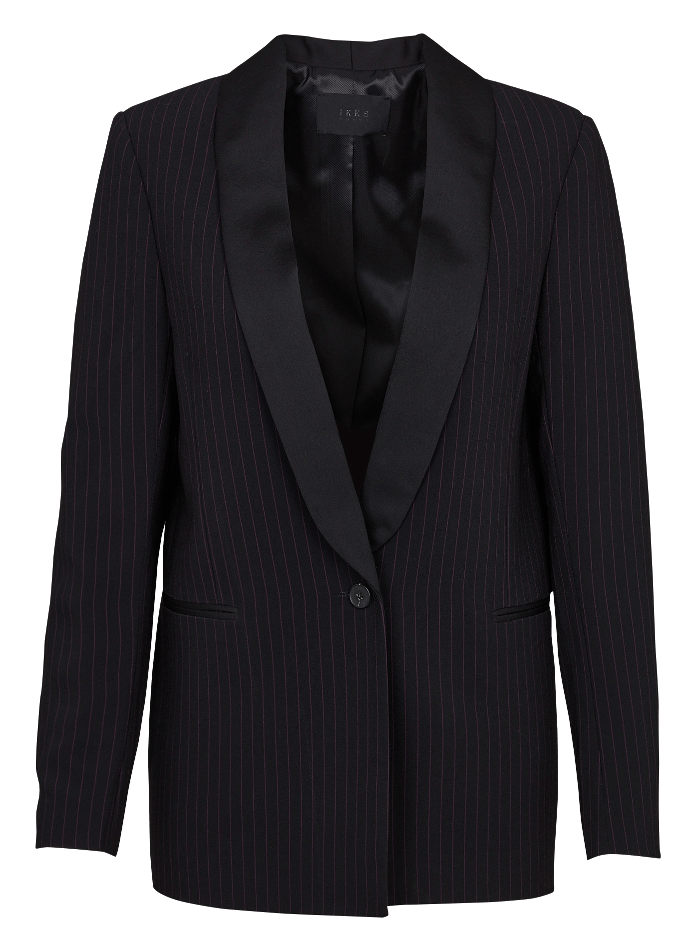 Veste droite col châle à rayures IKKS Noir