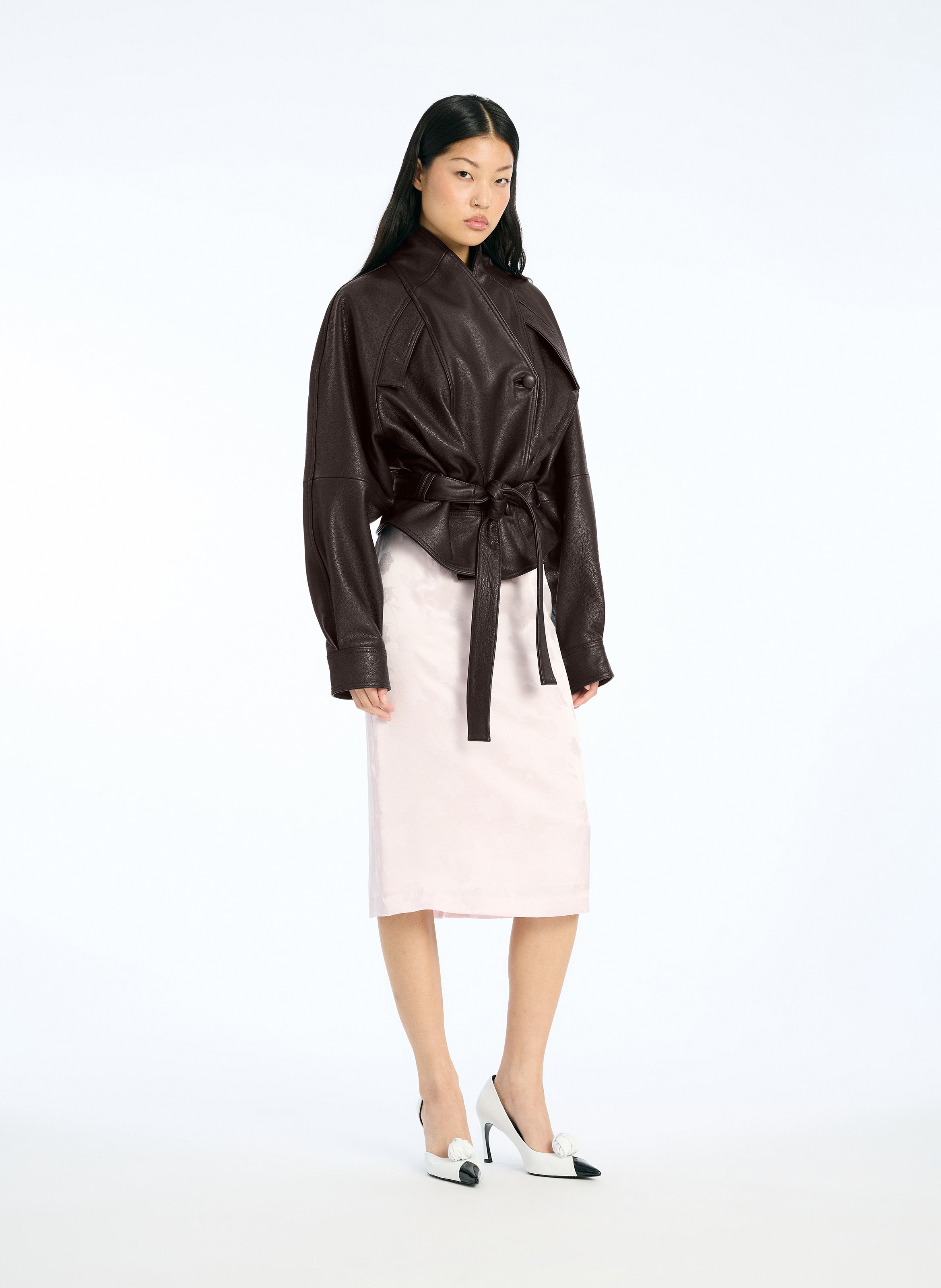 Jupe droite taille haute jacquard ROTATE Violet