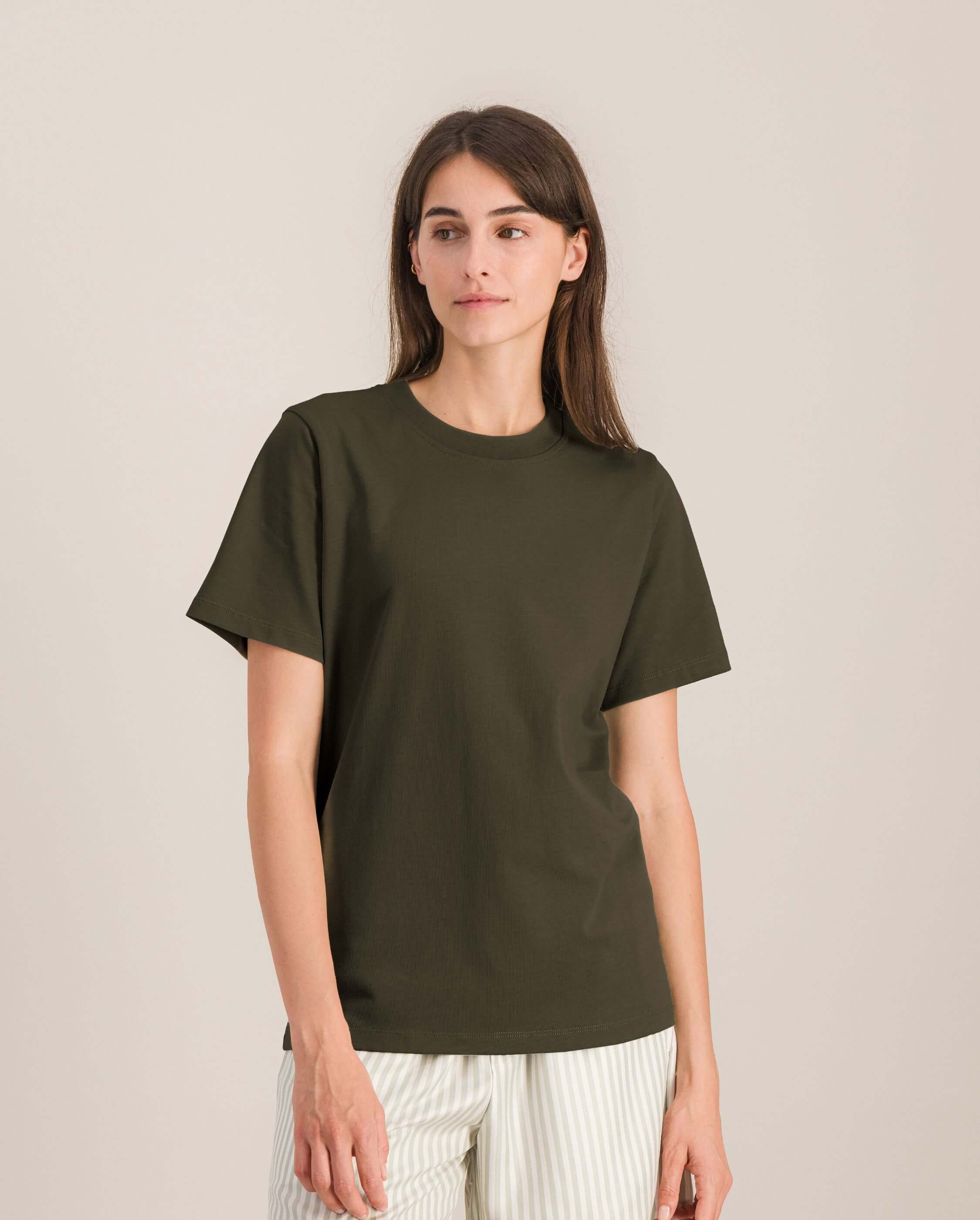 Women's organic cotton T-shirt, khaki ANGARDE Green