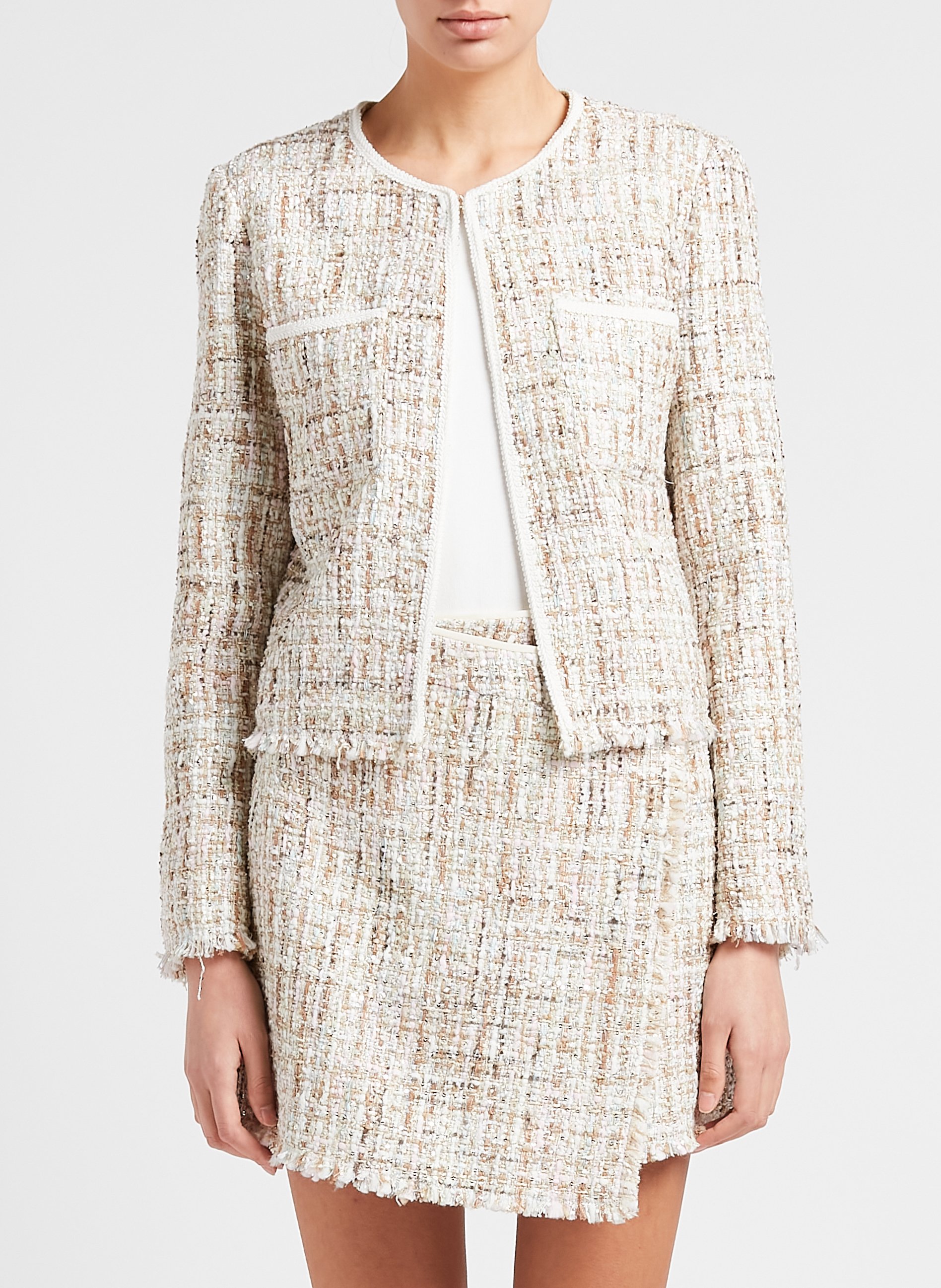 Round-neck tweed jacket TWINSET Beige