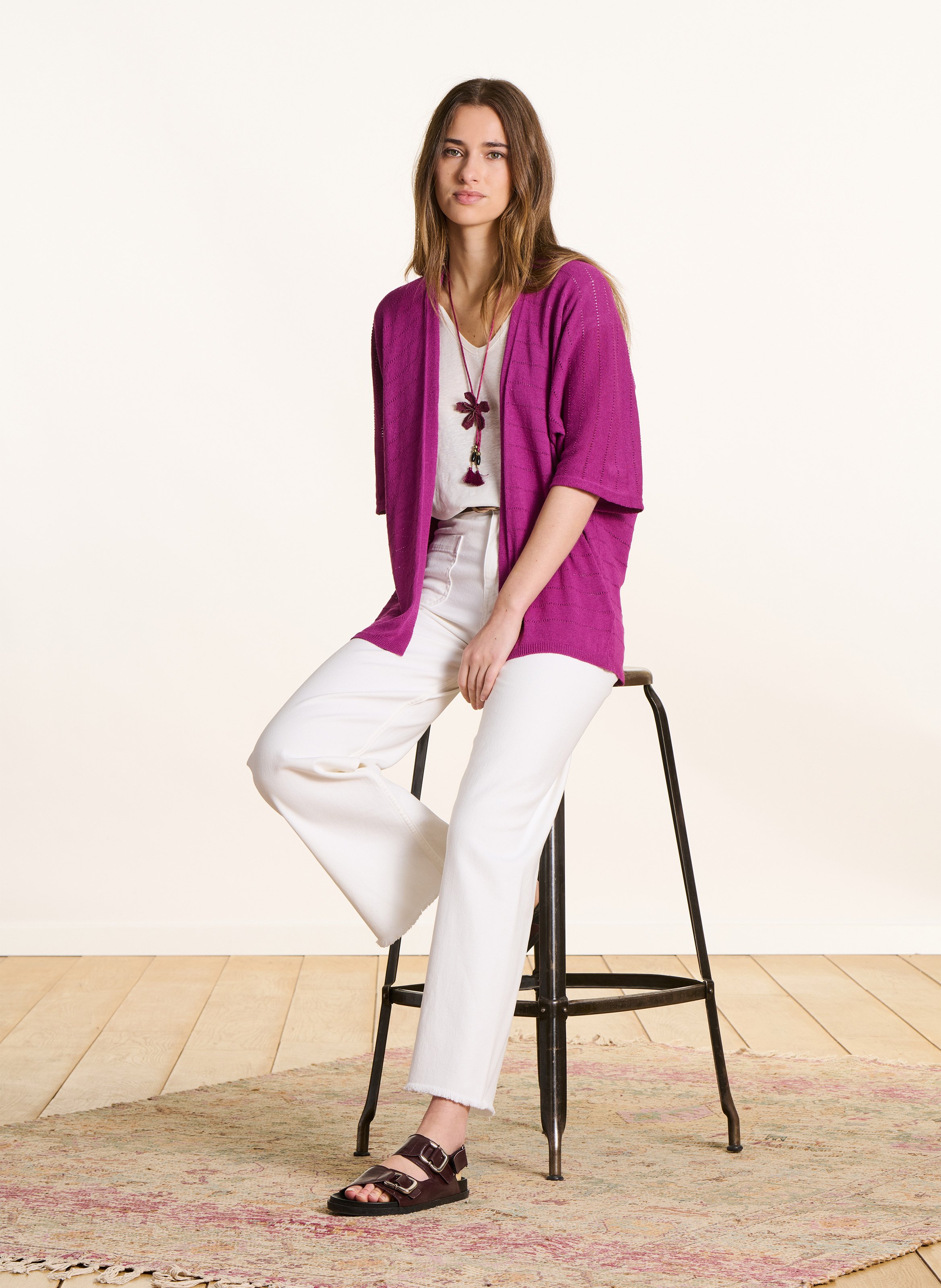 Strickjacke aus Baumwoll-Mix LA FEE MARABOUTEE Violett