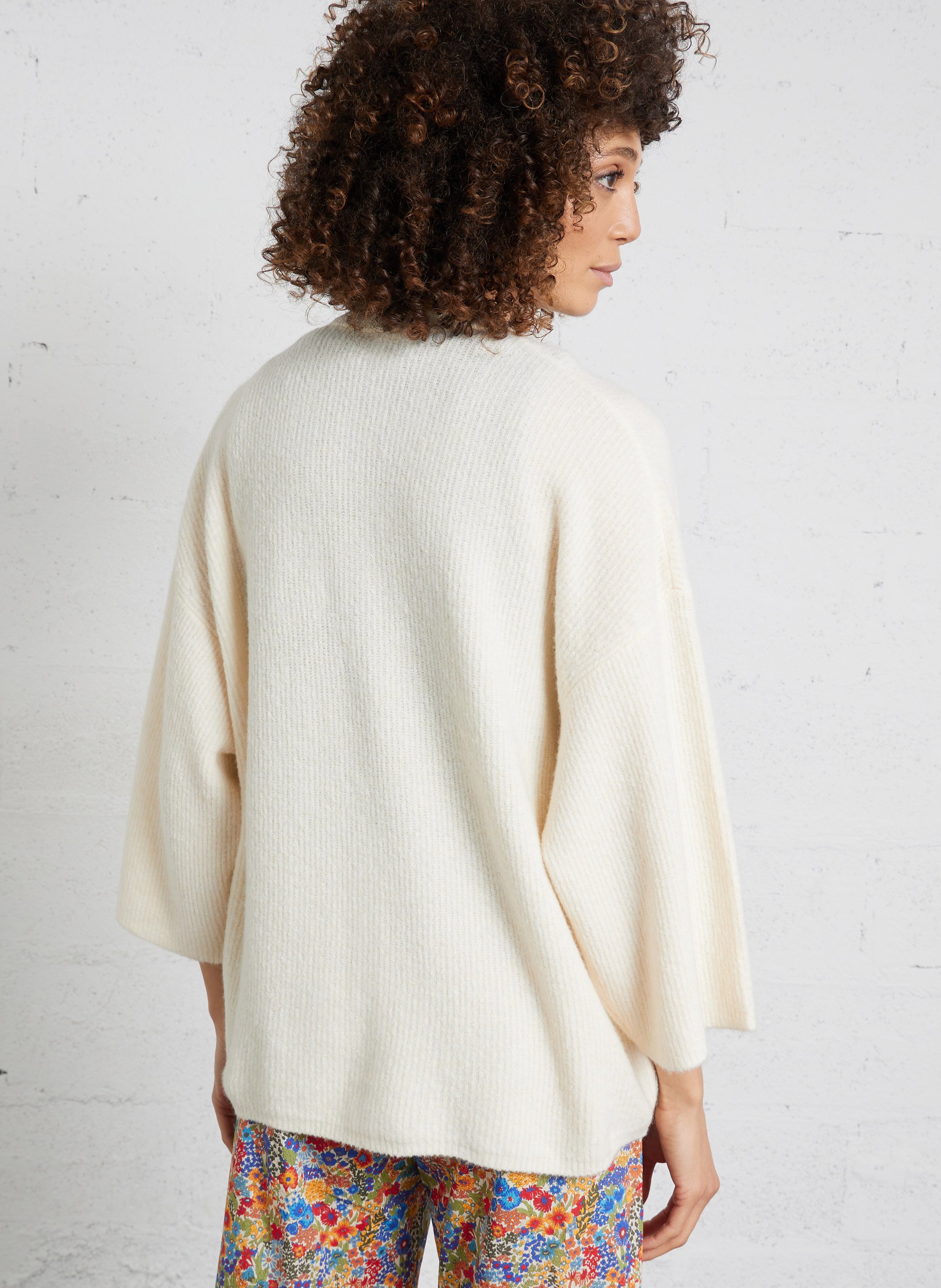 Oversized round neck knit vest AMERICAN VINTAGE Beige