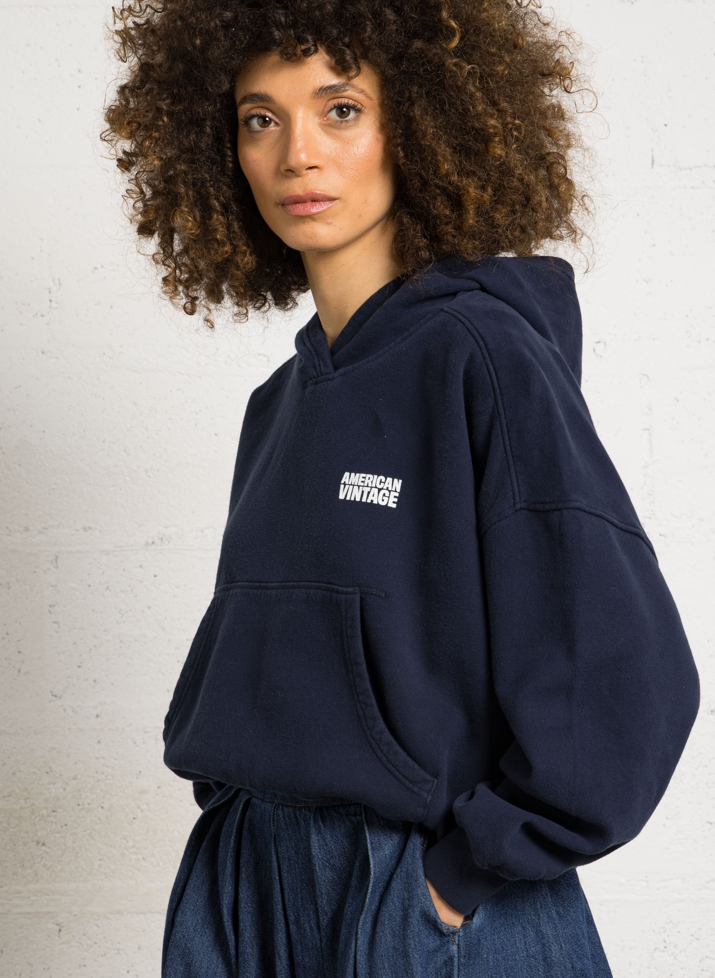 Oversize-Kapuzensweatshirt AMERICAN VINTAGE Blau