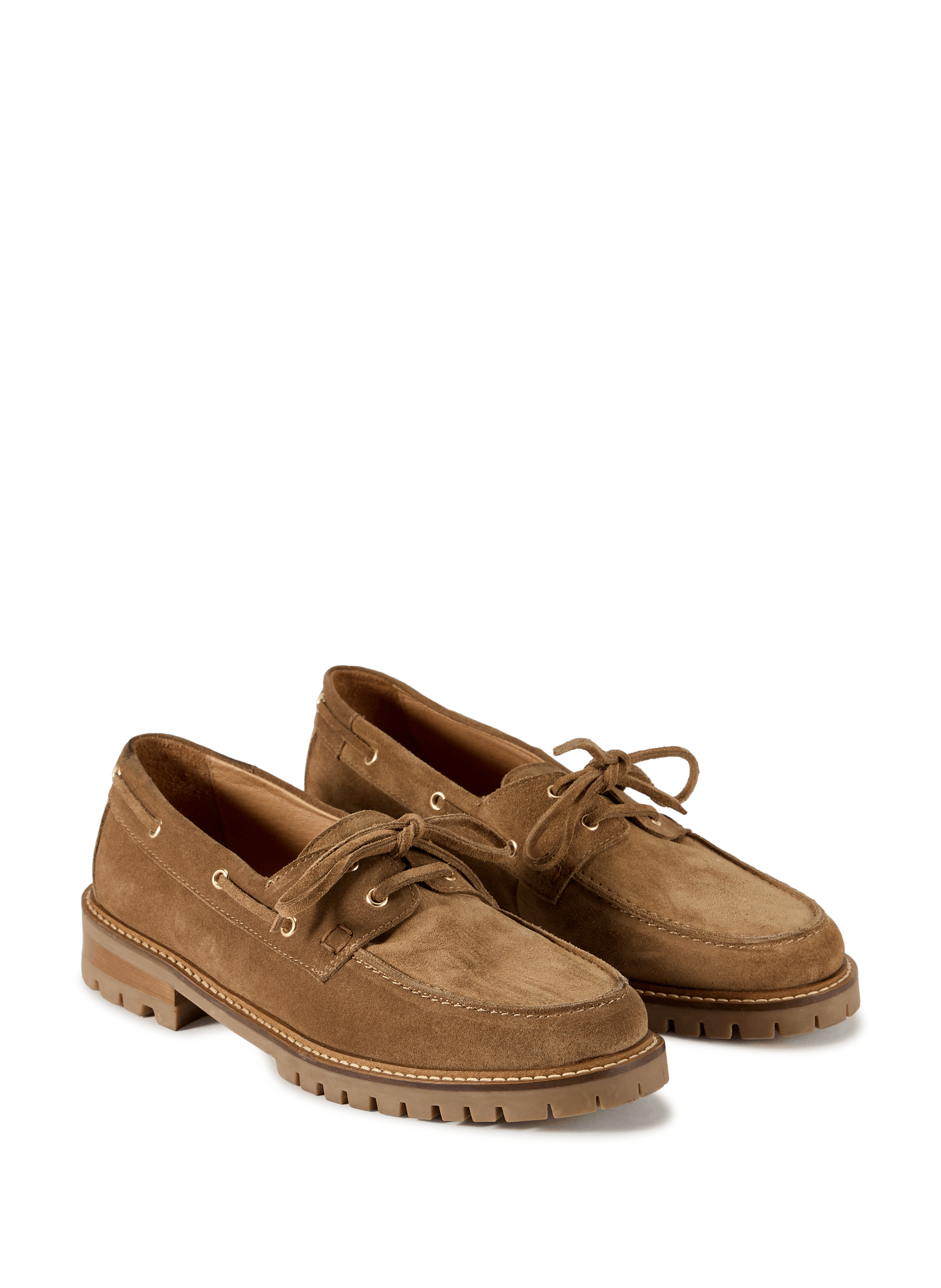 Chaussures bateau en cuir velours SAISON 1865 Beige