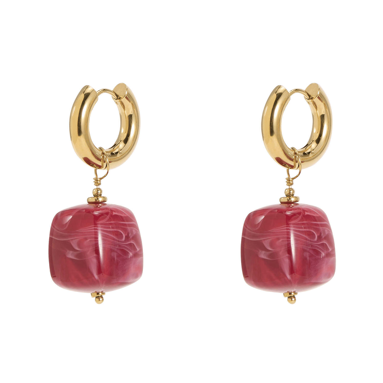 Mixed resin dangling earrings AU PRINTEMPS PARIS Red