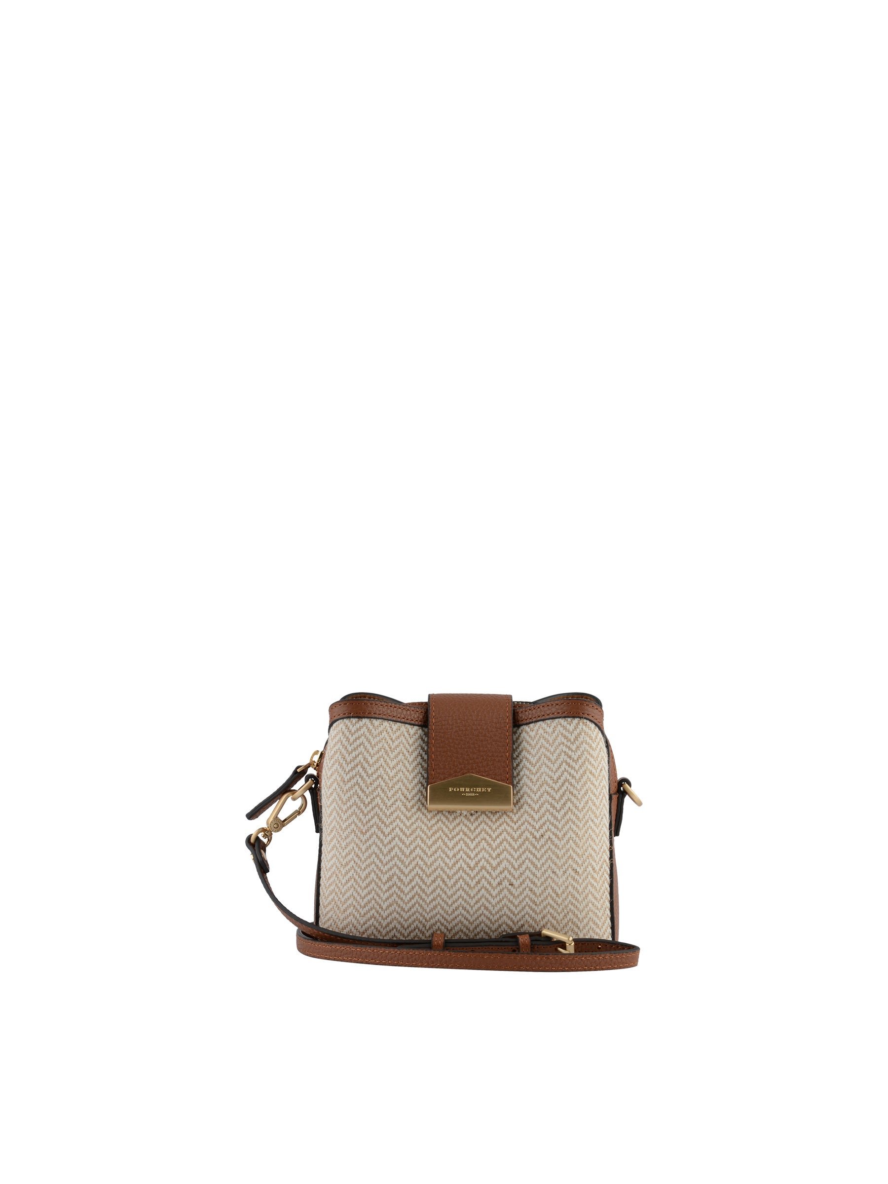 Calfskin leather shoulder bag POURCHET Golden